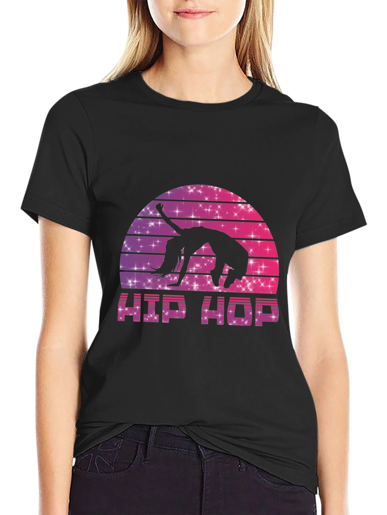 Black Retro Hip Hop Dance T-Shirt view 2