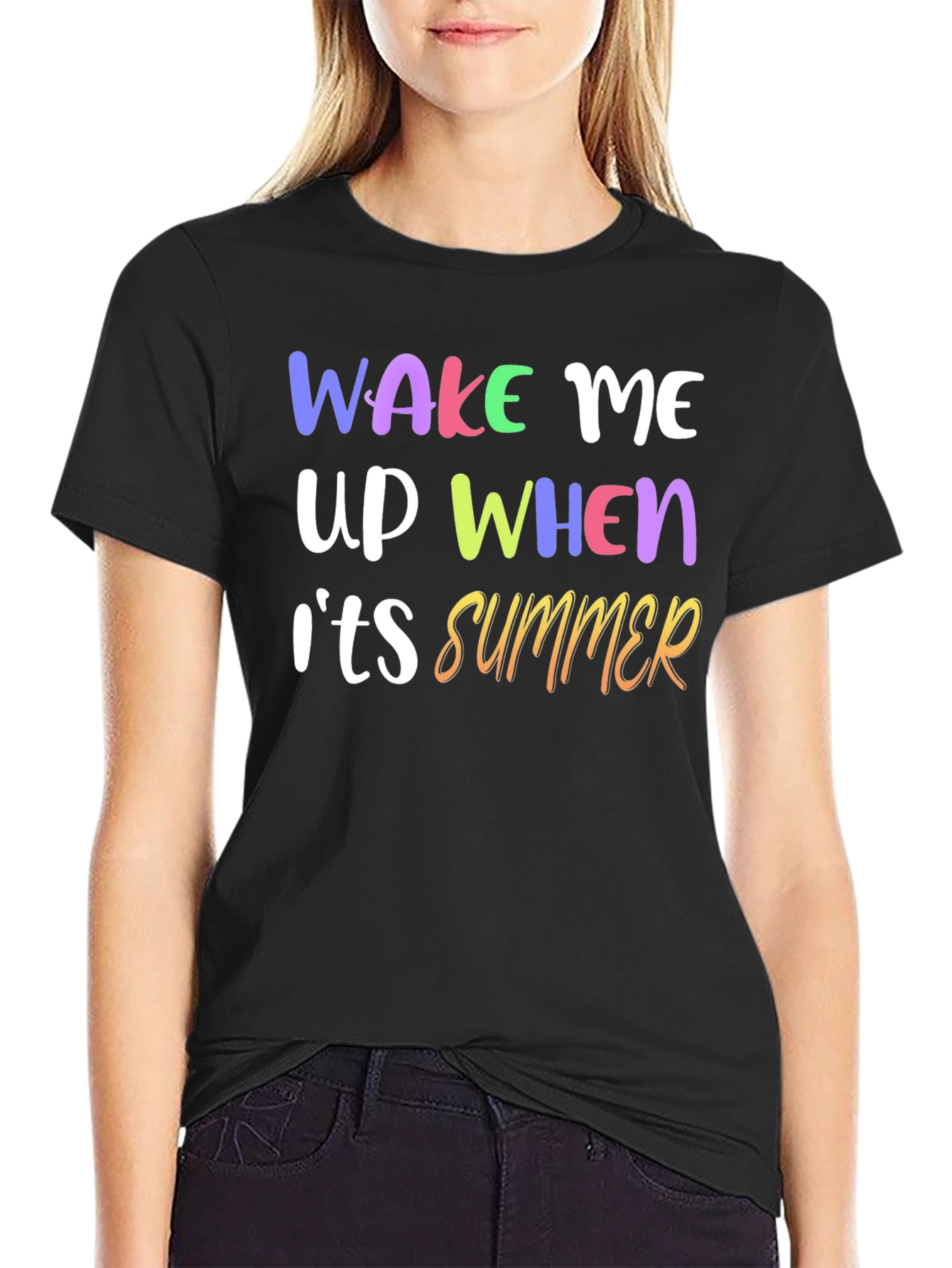 Black Wake Me Up When It's Summer Graphic T-Shirt view 2
