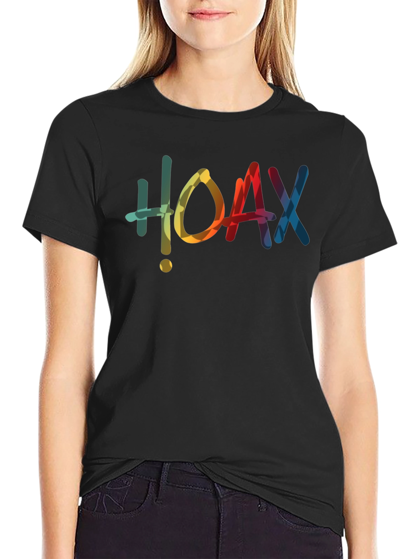 Black HOAX Colorful Graphic Print Men's Black T-Shirt view 2