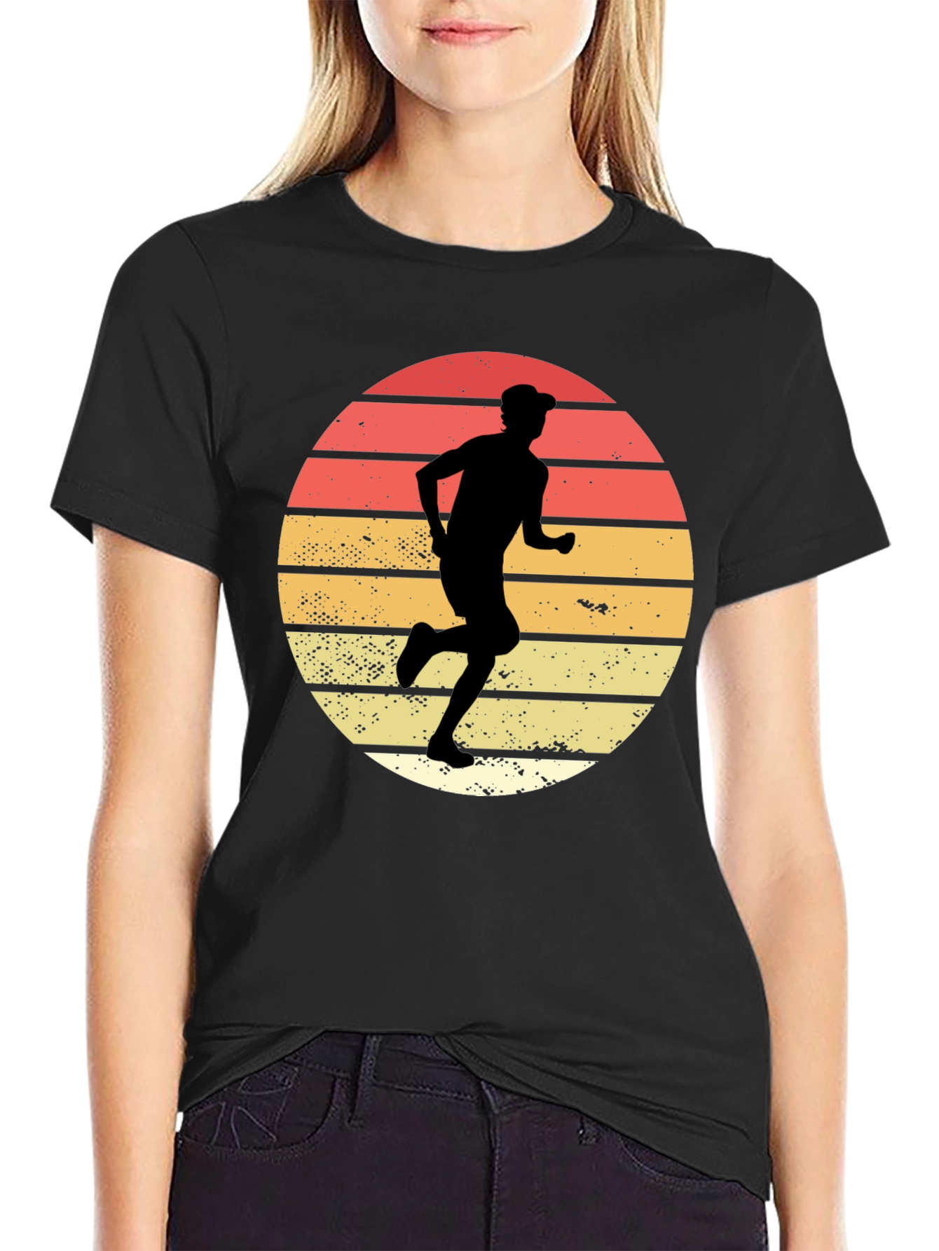 Black Retro Runner Graphic T-Shirt view 2