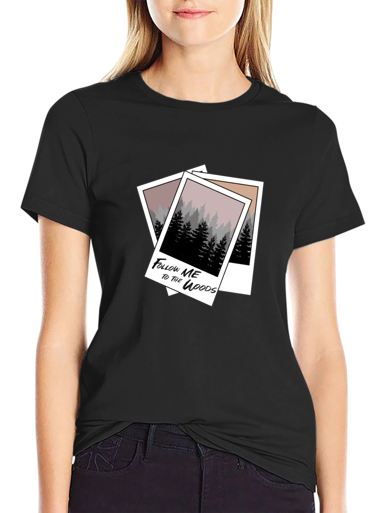 Black Follow Me to the Woods Graphic Tee - Black view 2