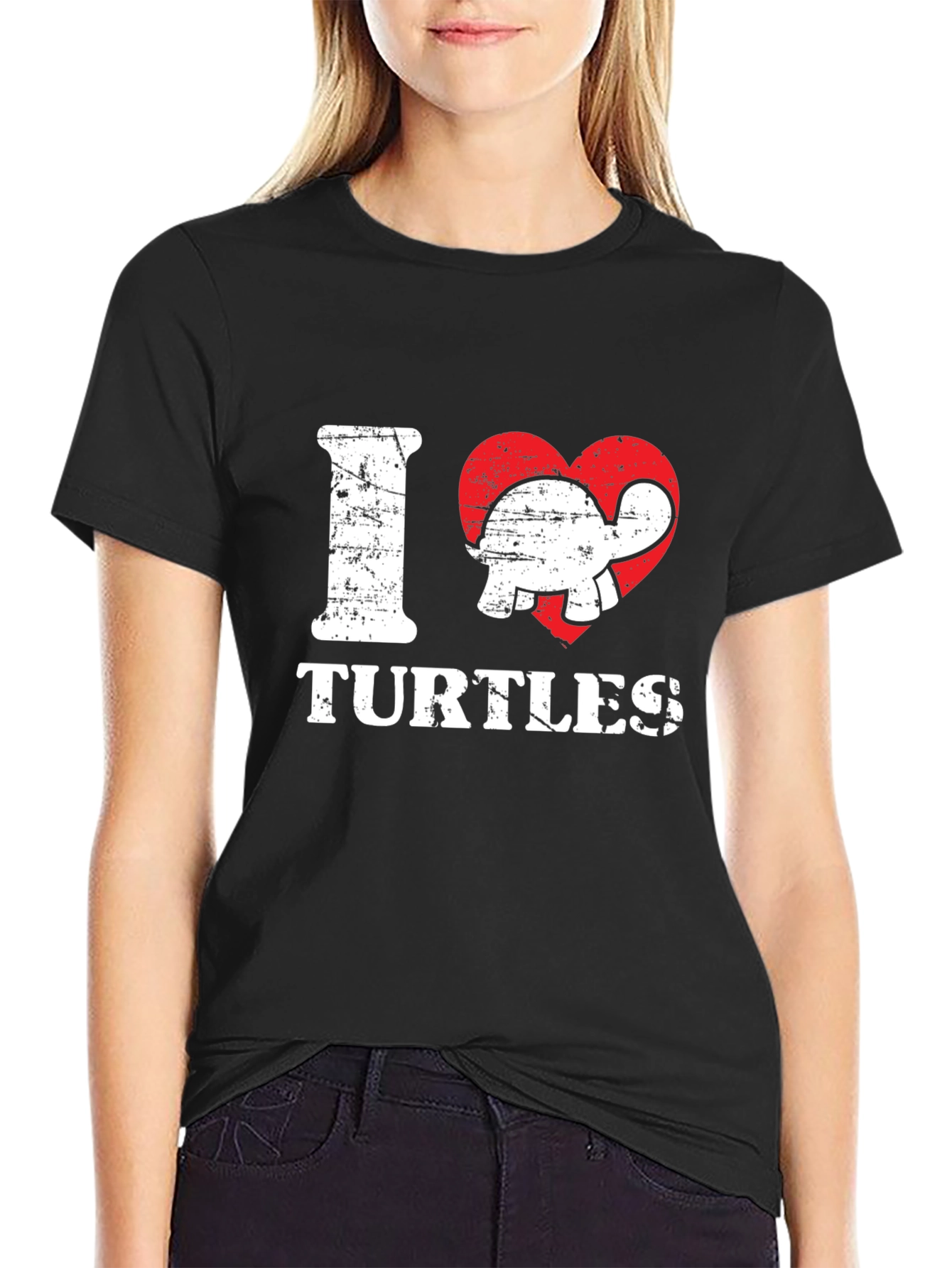 Black I Heart Turtles Graphic T-Shirt view 2
