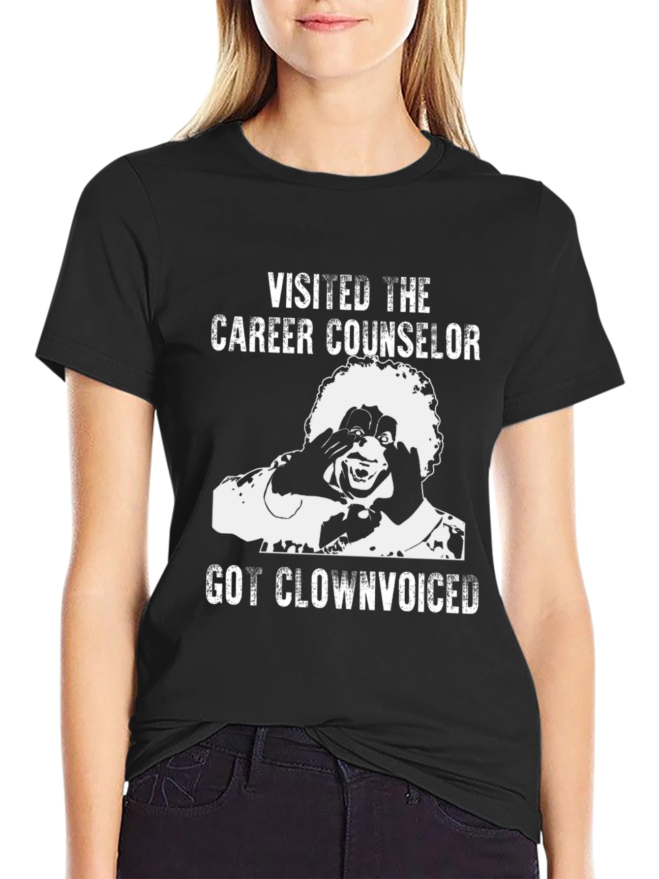 Black Clown Career Counselor Black T-Shirt view 2