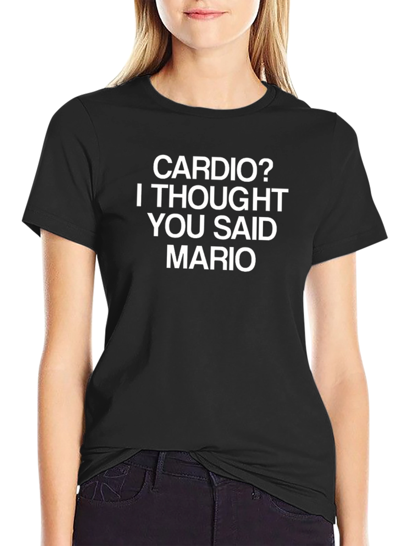 Black Cardio? I Thought You Said Mario T-Shirt view 2