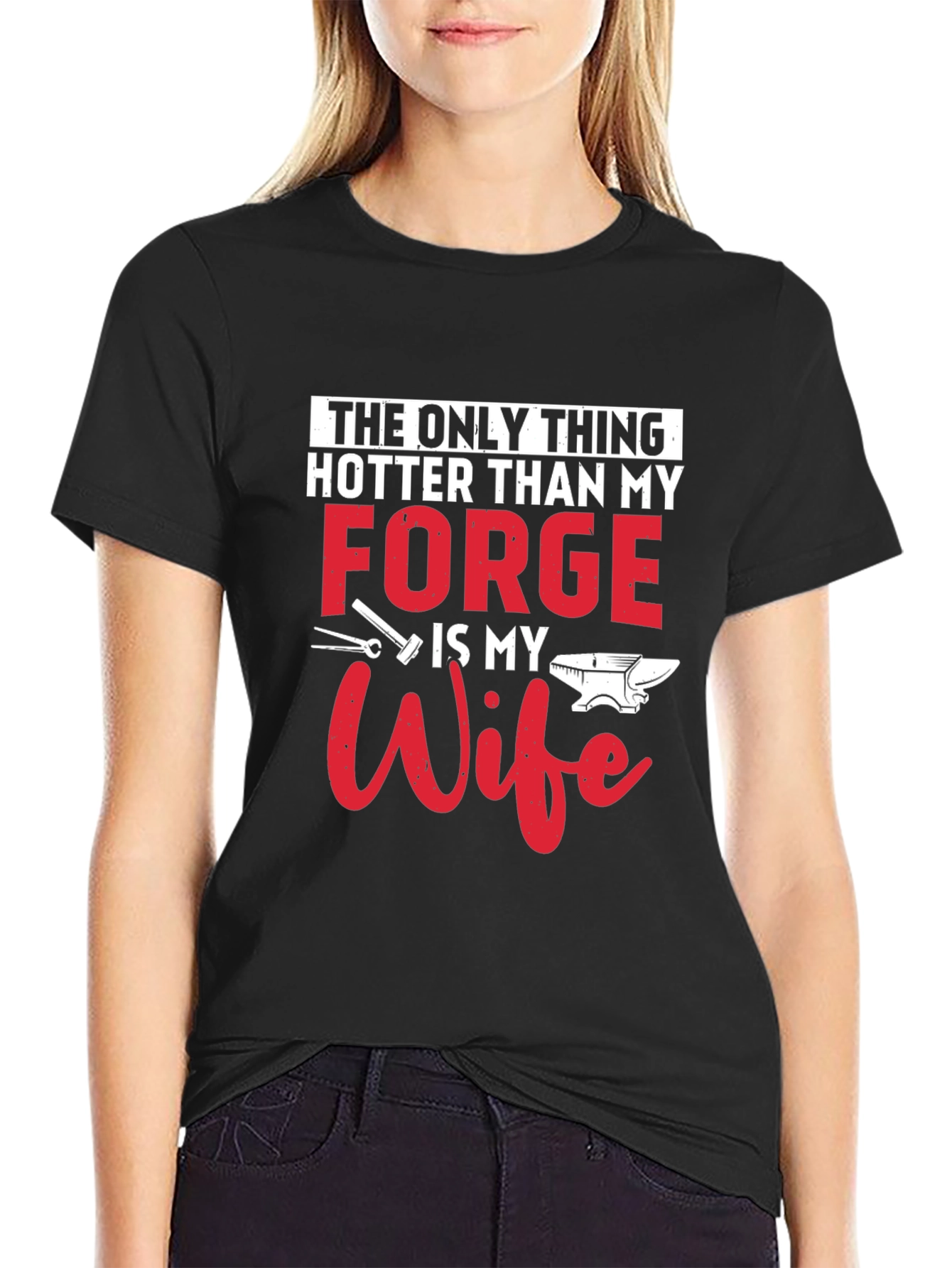 Black Hot Forge Wife Graphic Tee - Black Cotton Blend view 2