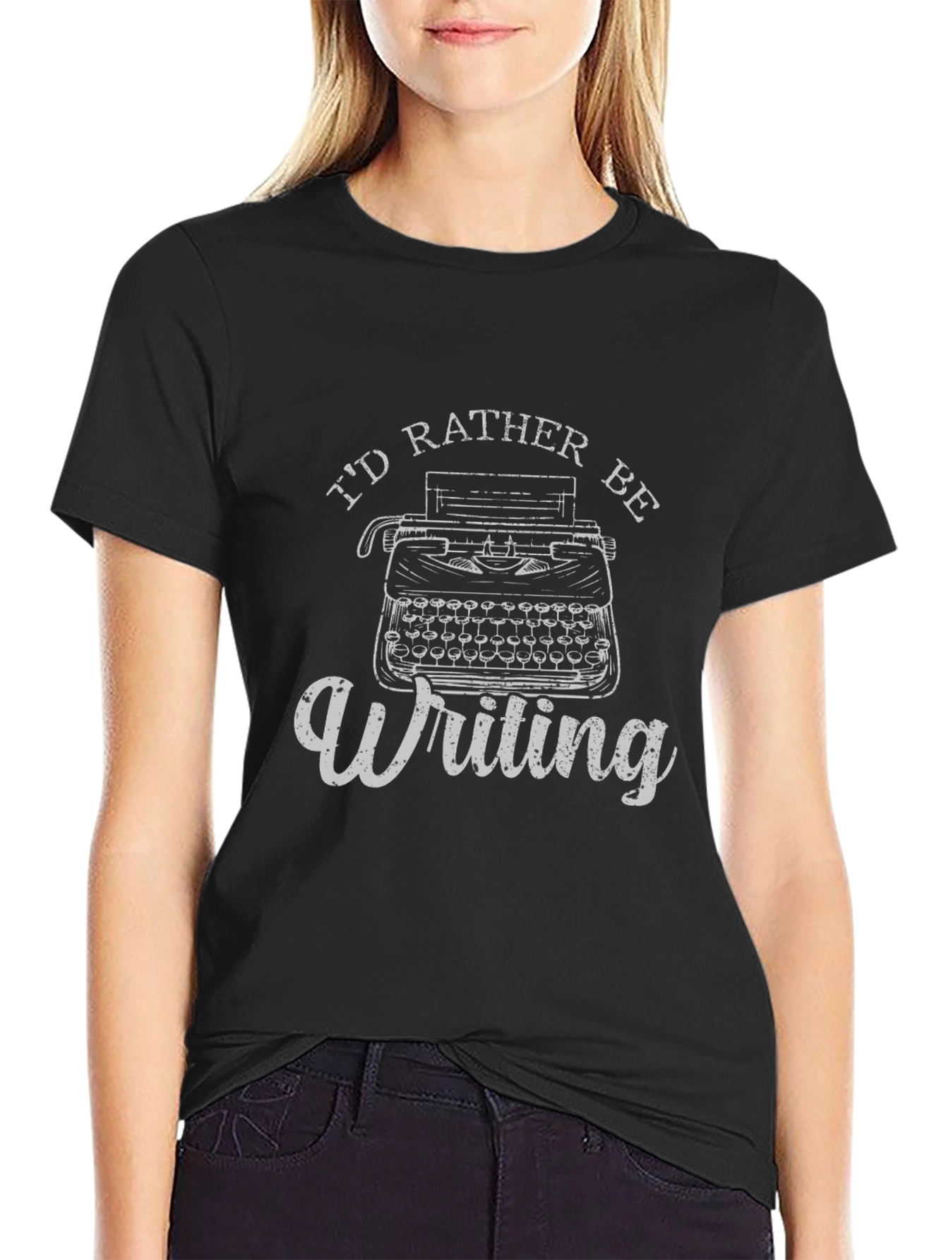 Black I'd Rather Be Writing Graphic Tee view 2