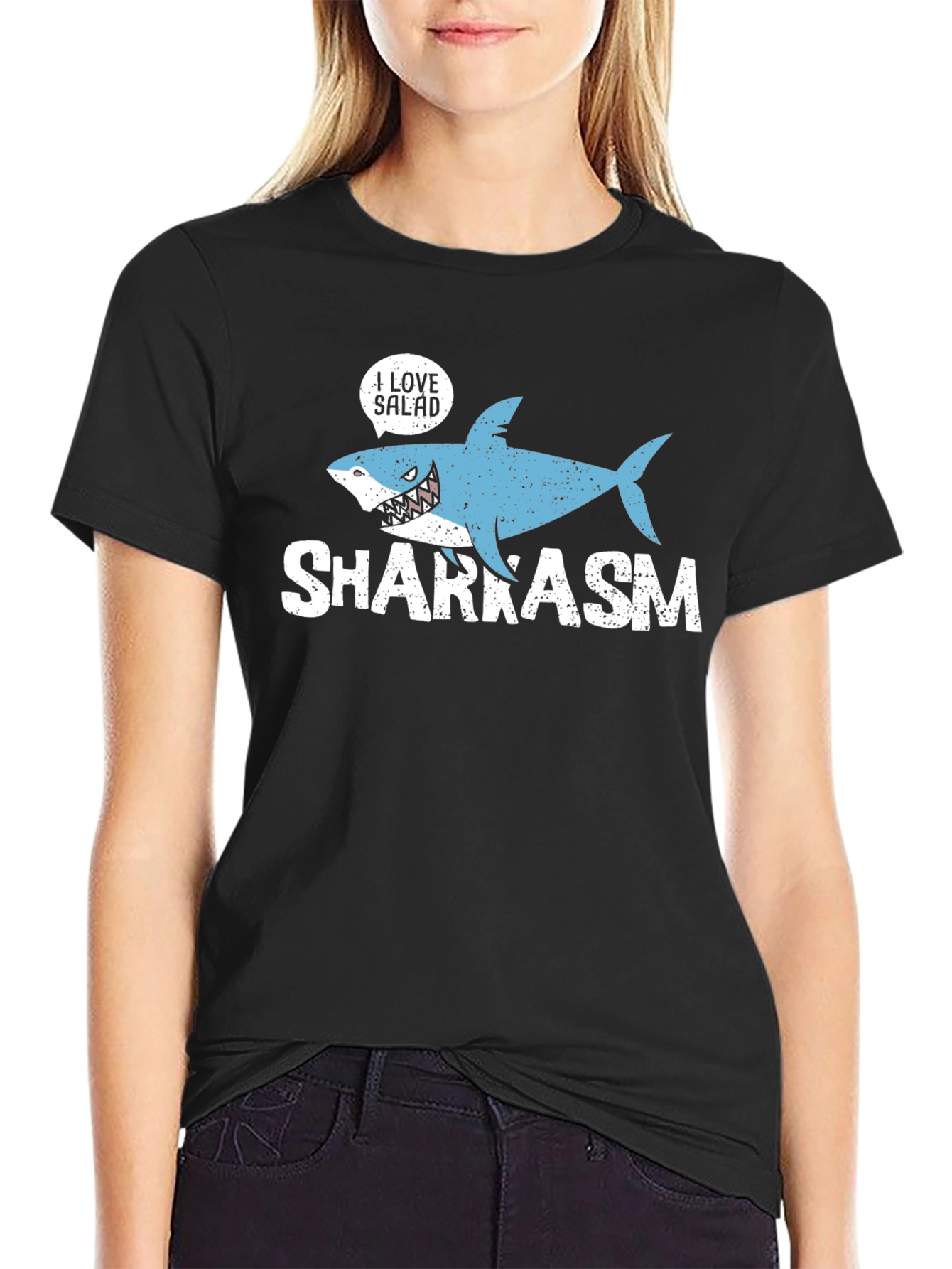 Black Sharkasm I Love Salad Graphic T-Shirt view 2