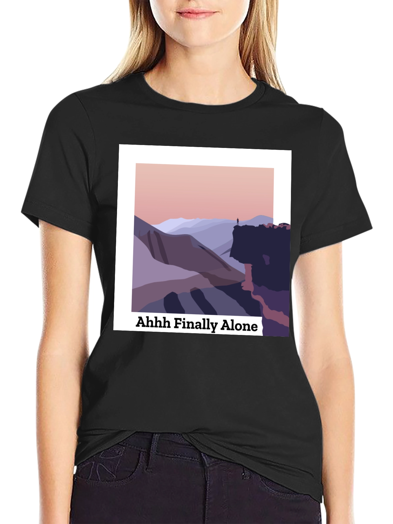 Black Finally Alone Graphic T-Shirt view 2