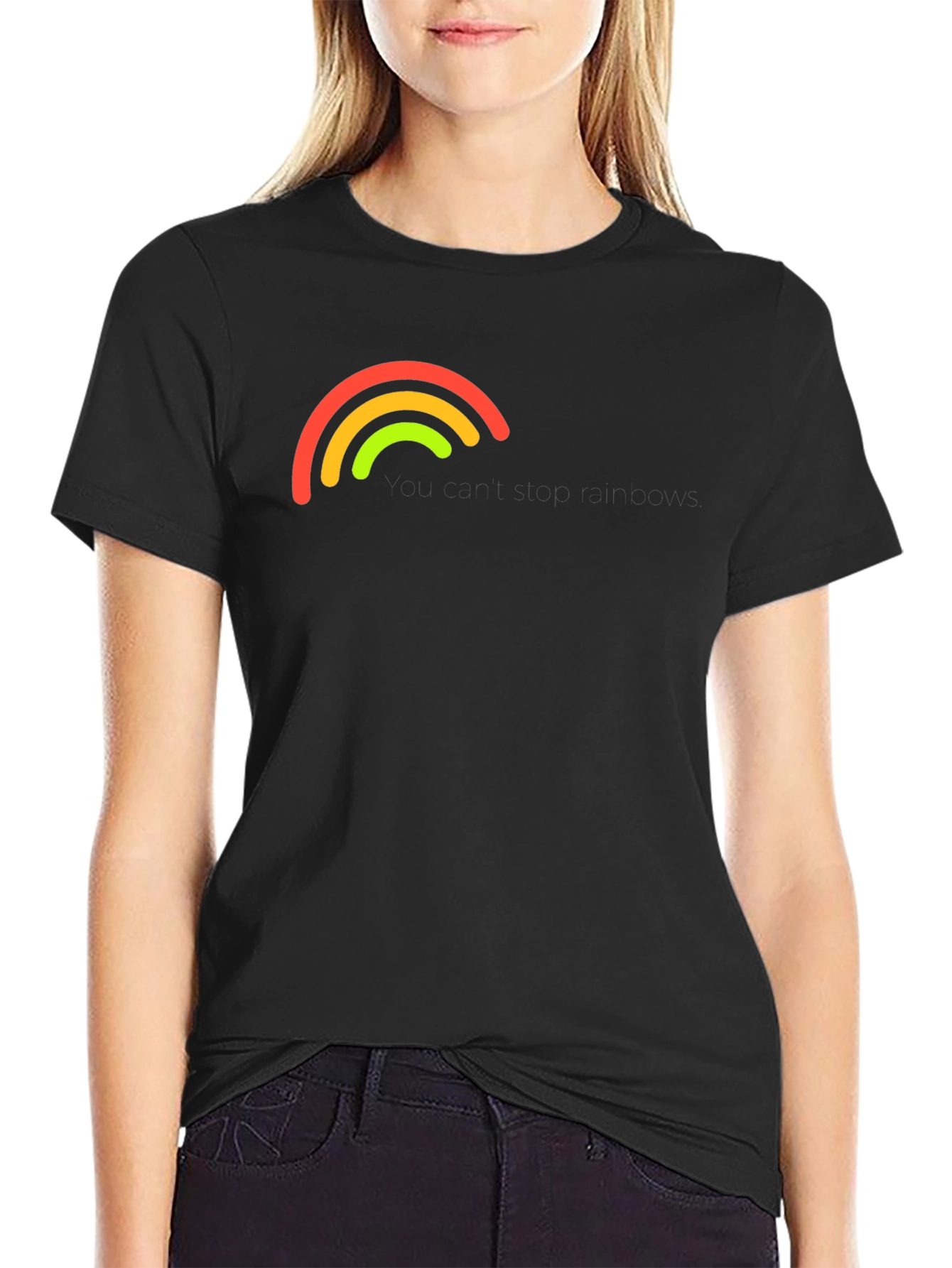 Black Rainbow Arc Graphic Black T-Shirt view 2