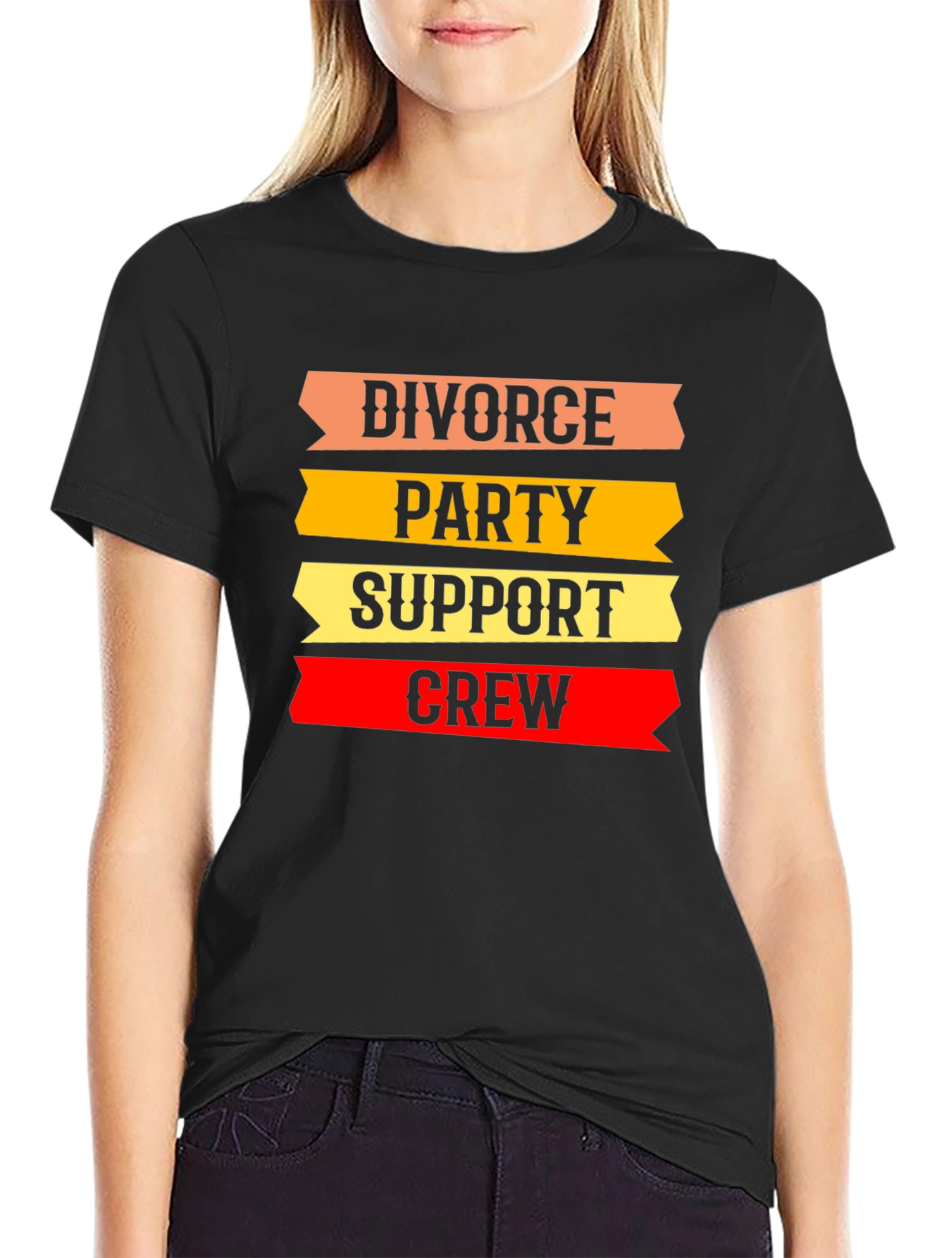 Black Divorce Party Support Crew T-Shirt view 2