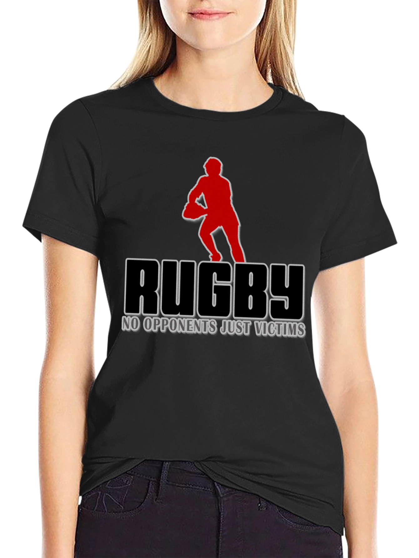 Black Rugby 'No Opponents, Just Victims' Graphic T-Shirt view 2