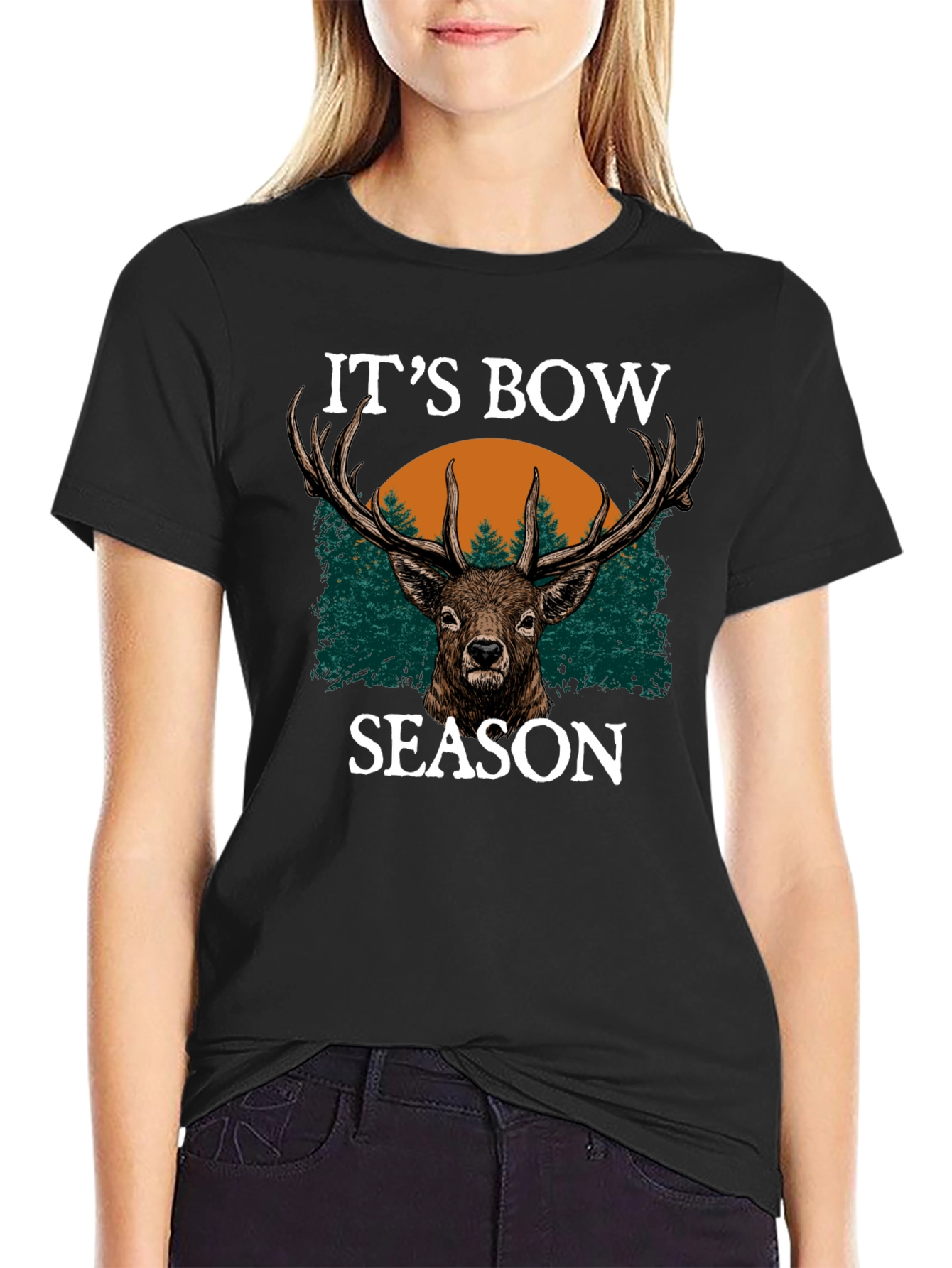 Black It's Bow Season Deer Graphic Tee view 2