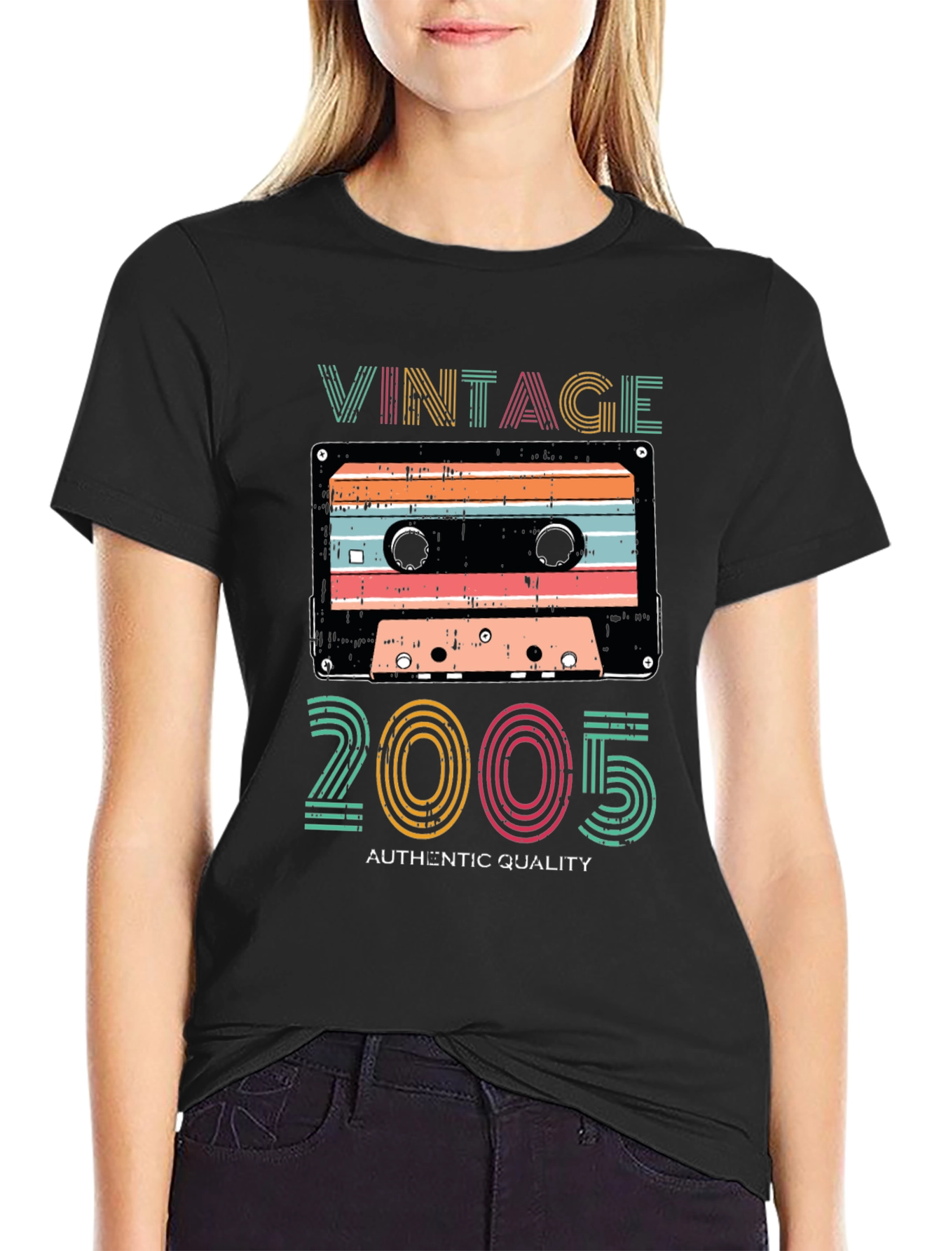 Black Vintage 2005 Cassette Tape T-Shirt view 2