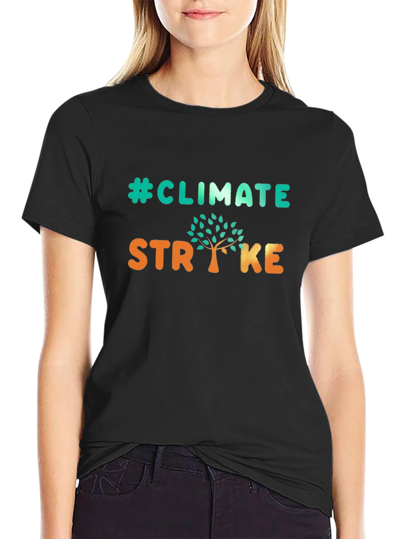 Black Climate Strike T-Shirt - Environmental Awareness view 2