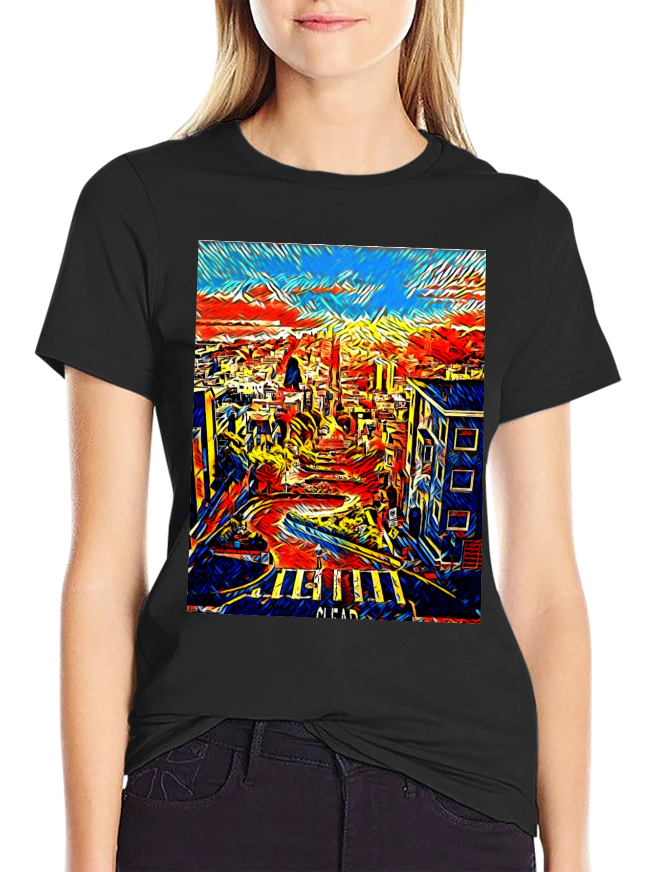 Black San Francisco Art T-Shirt - Cityscape Tee view 2