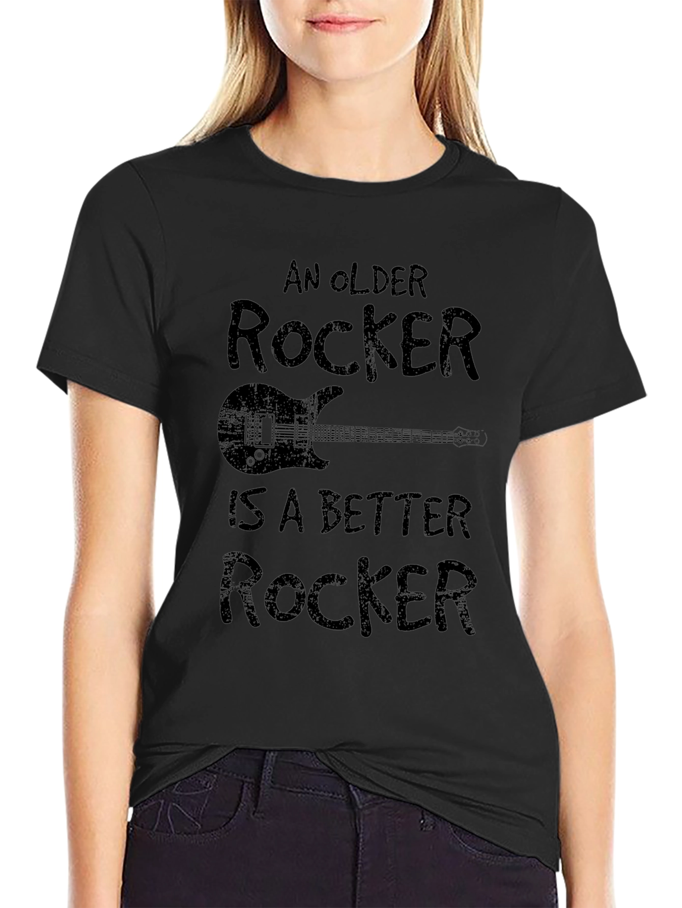 Black An Older Rocker Is A Better Rocker Black Graphic Tee view 2