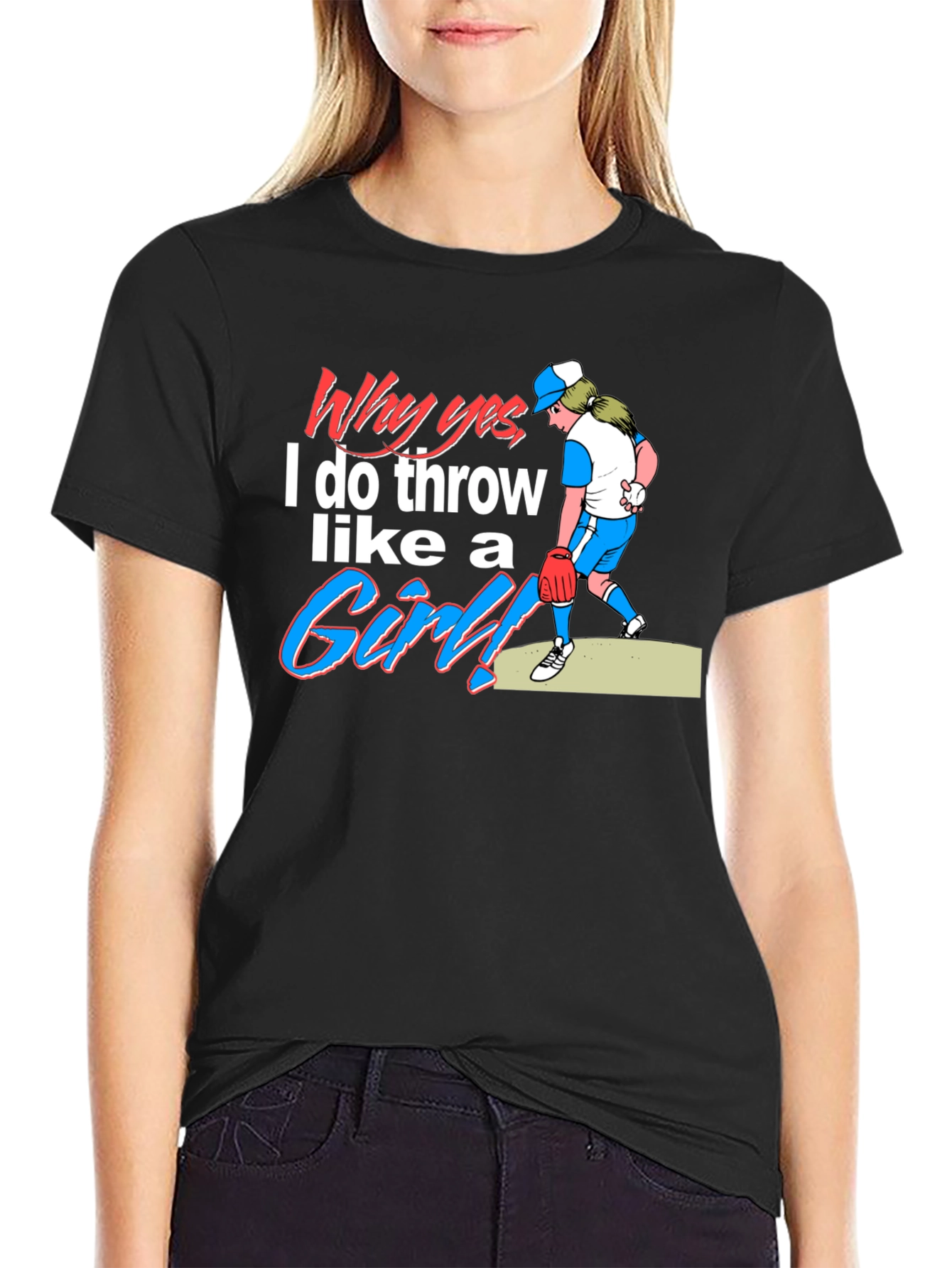 Black Funny 'Throw Like a Girl' Graphic Tee view 2