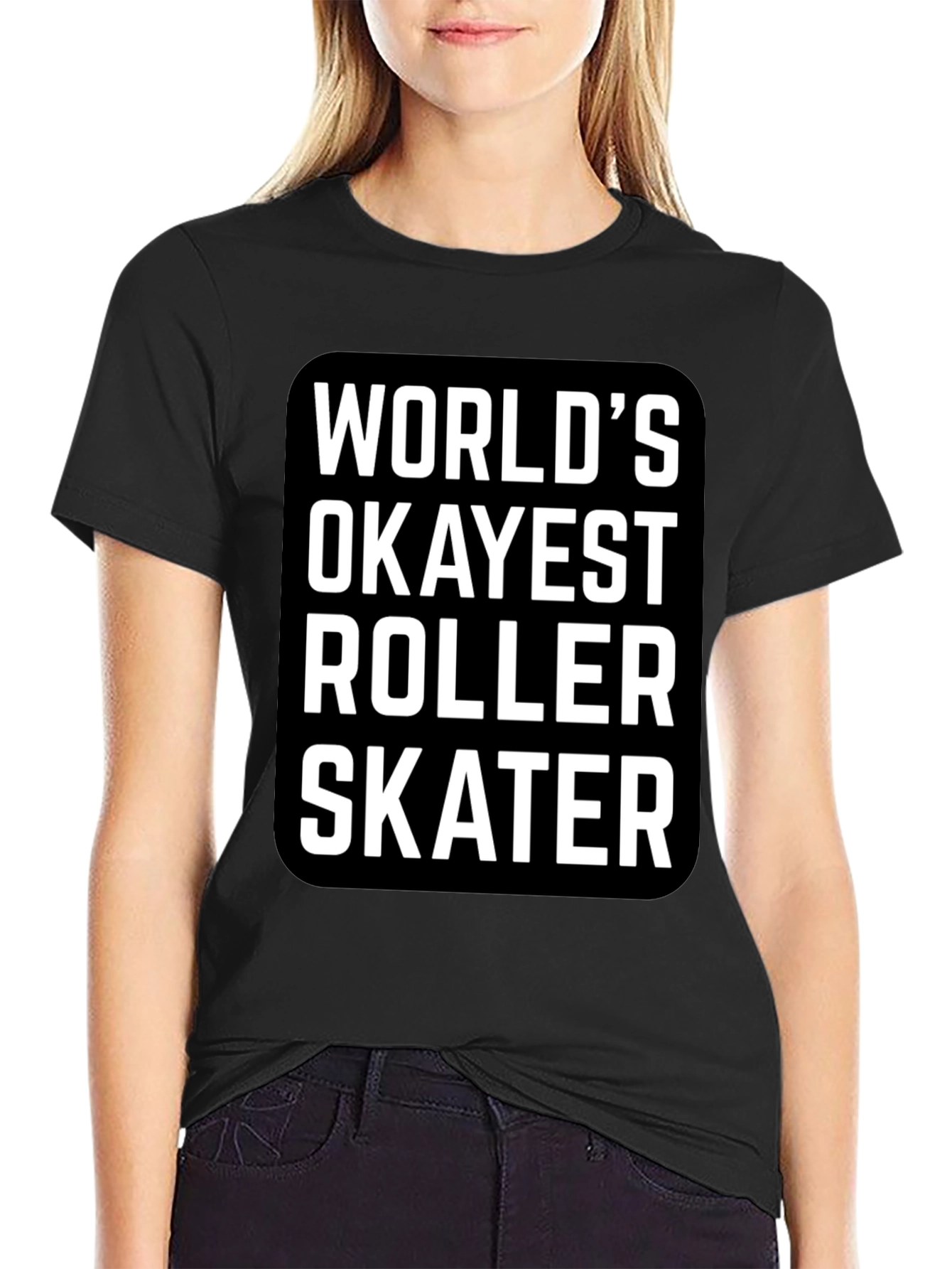 Black World's Okayest Roller Skater Graphic Tee view 2