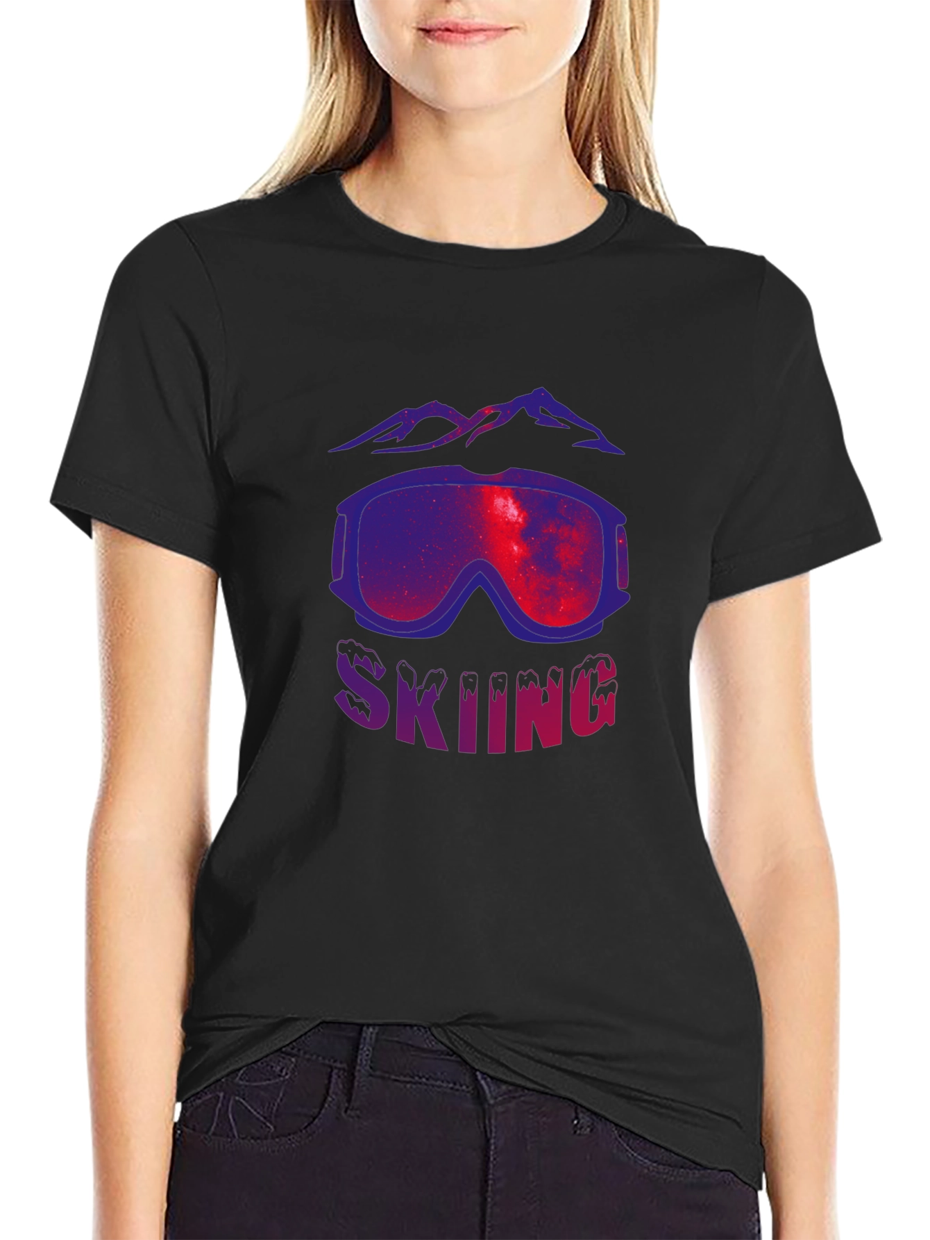 Black Skiing Goggles Graphic Tee - Premium Cotton Comfort view 2