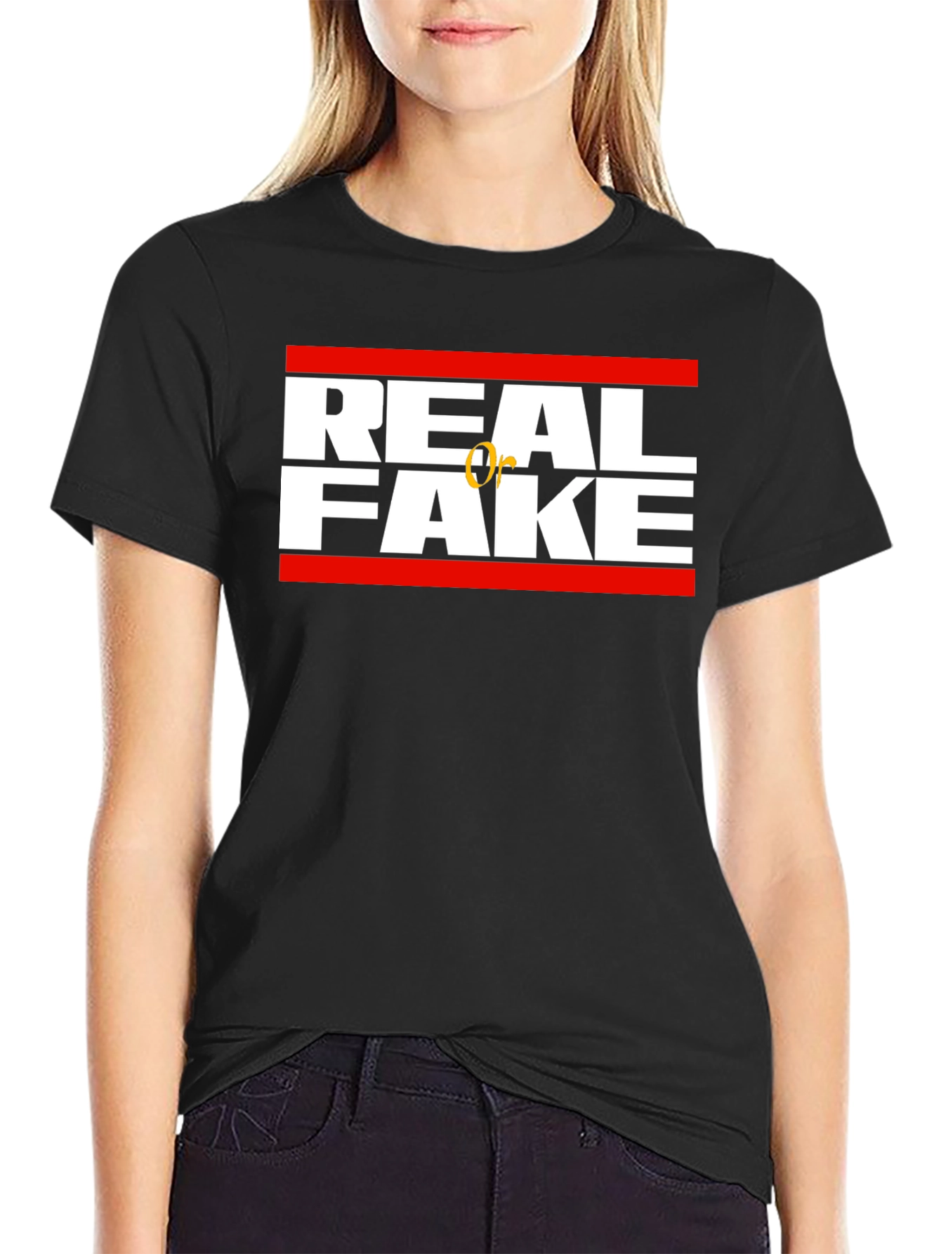 Black Real or Fake Graphic Tee view 2