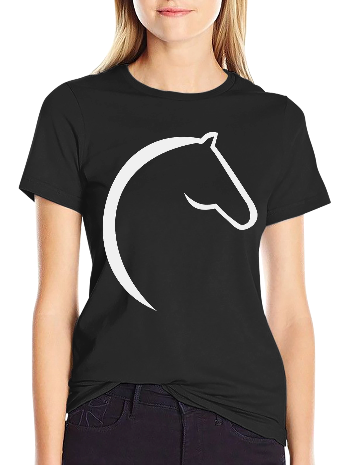 Black Horse Head Graphic Tee - Black view 2