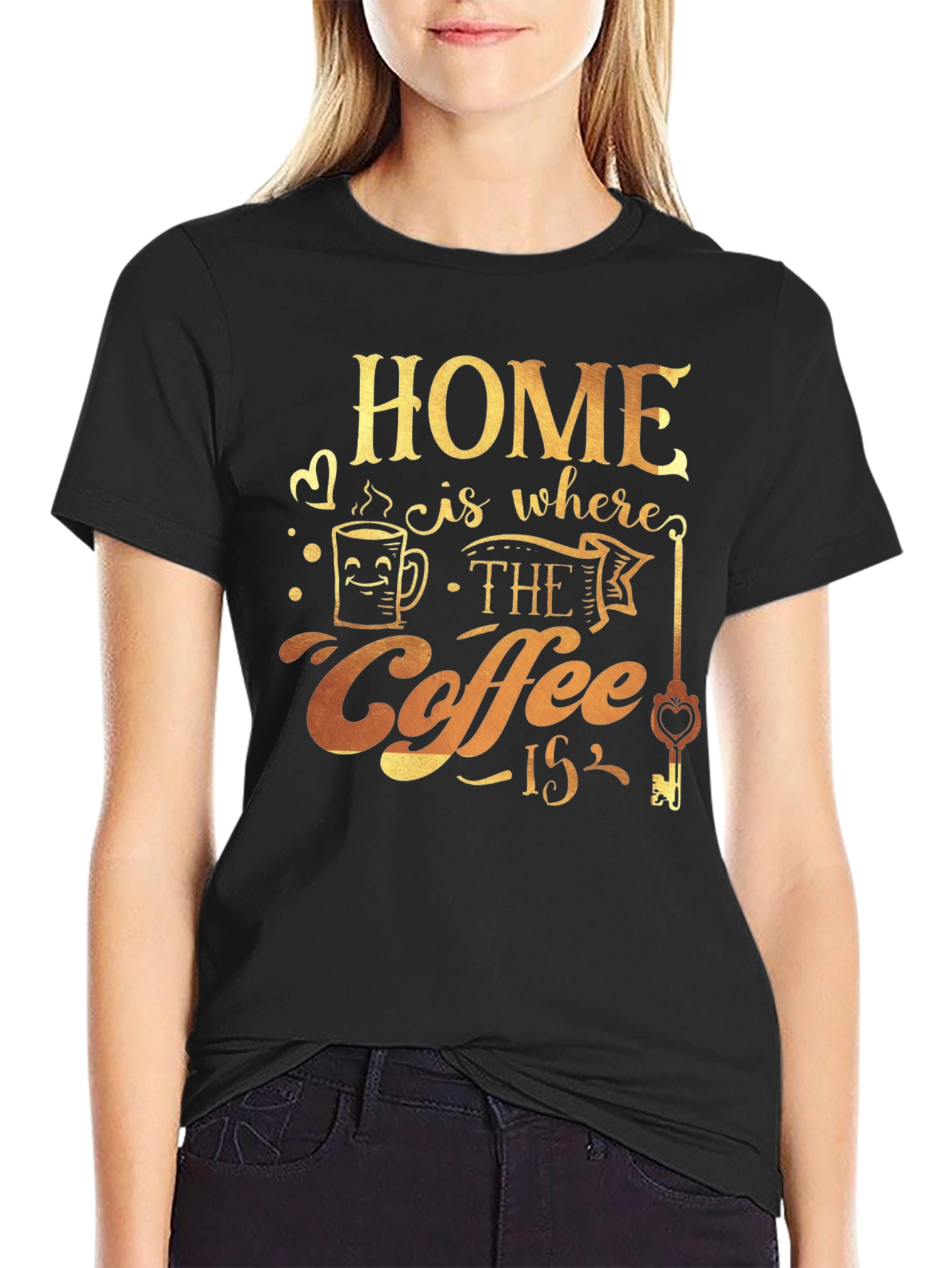 Black Home is Where the Coffee Is T-Shirt view 2