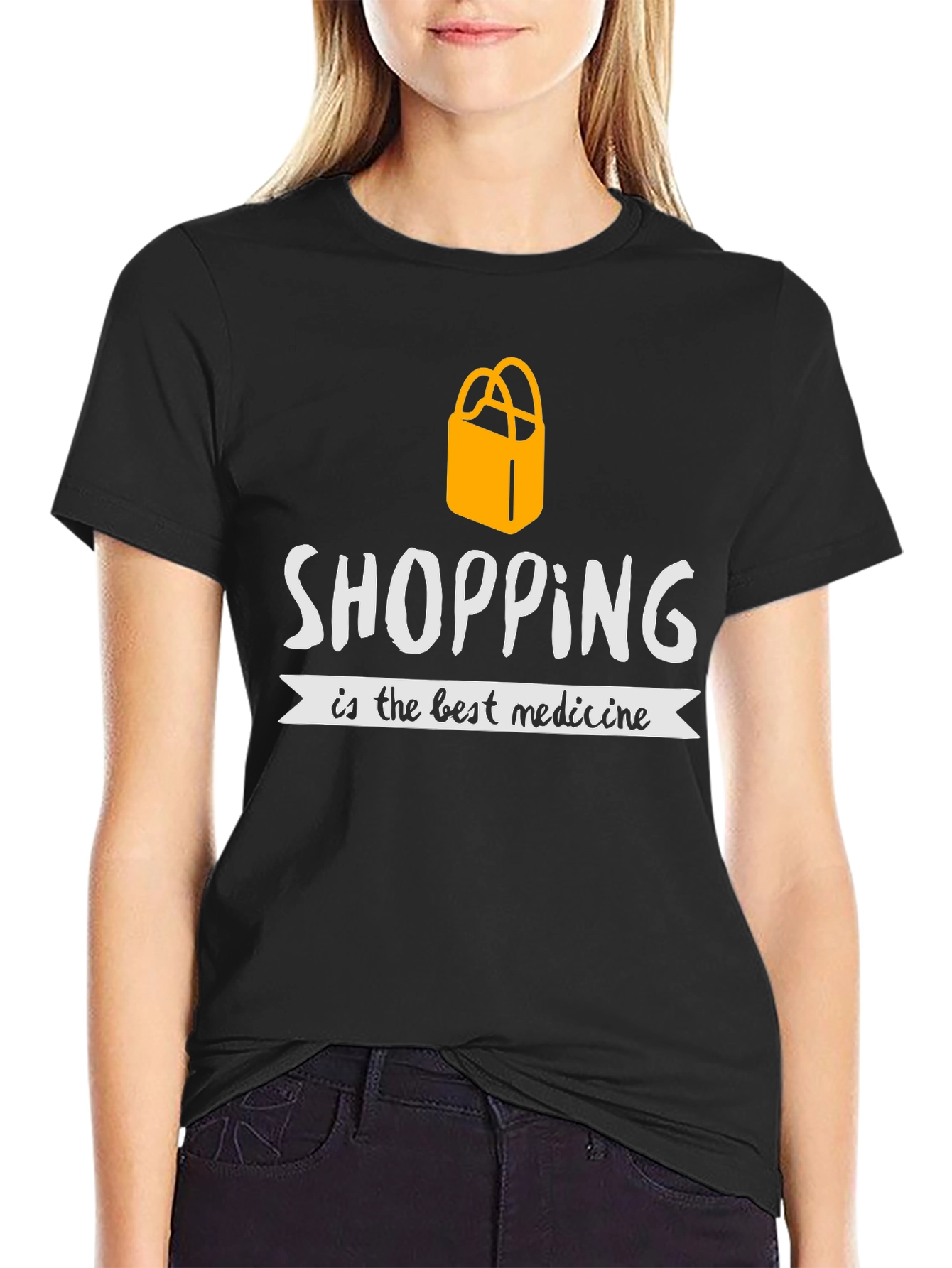 Black Shopping is the Best Medicine T-Shirt view 2