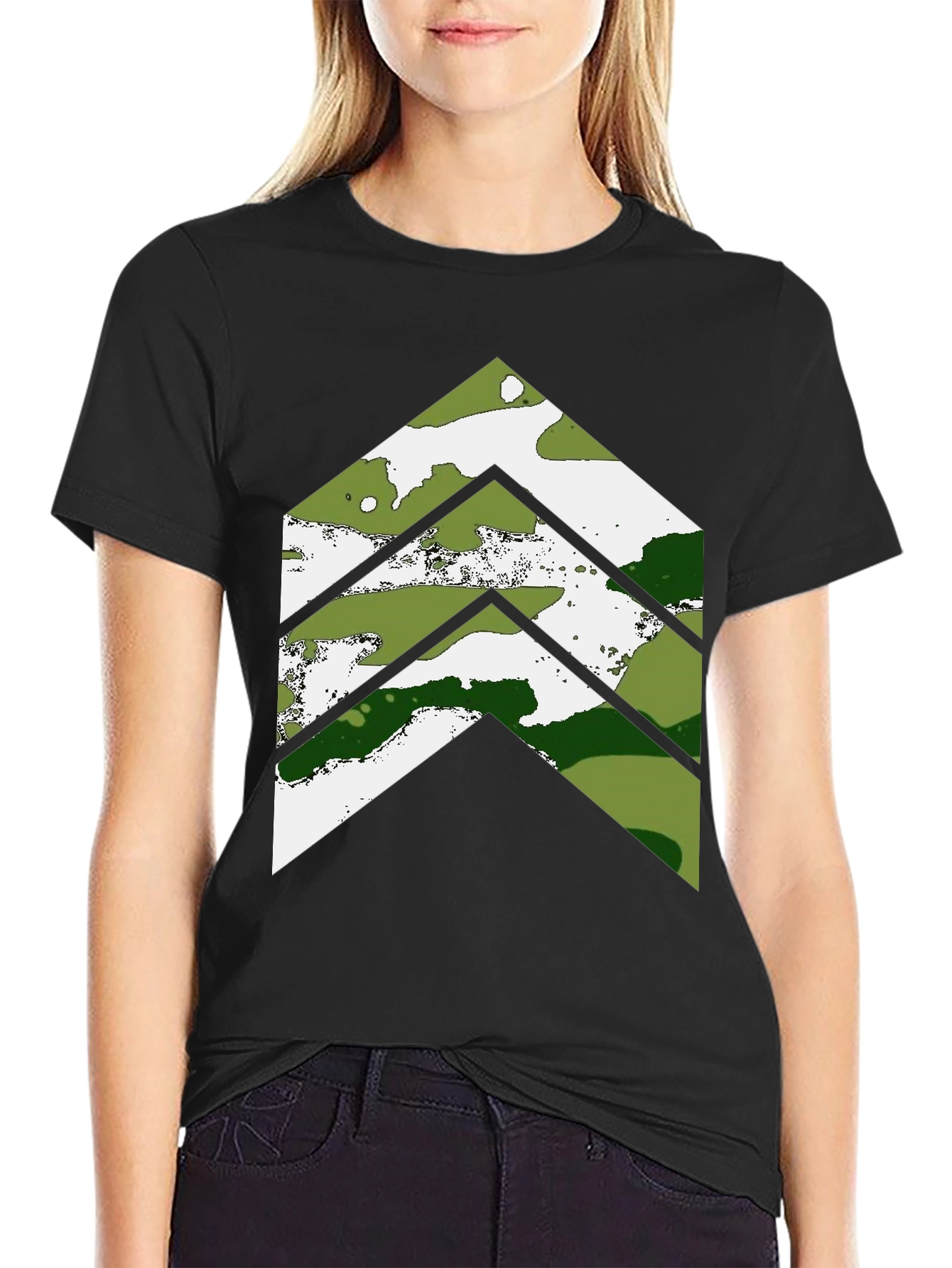 Black Camo Chevron Graphic Tee - Casual Style view 2