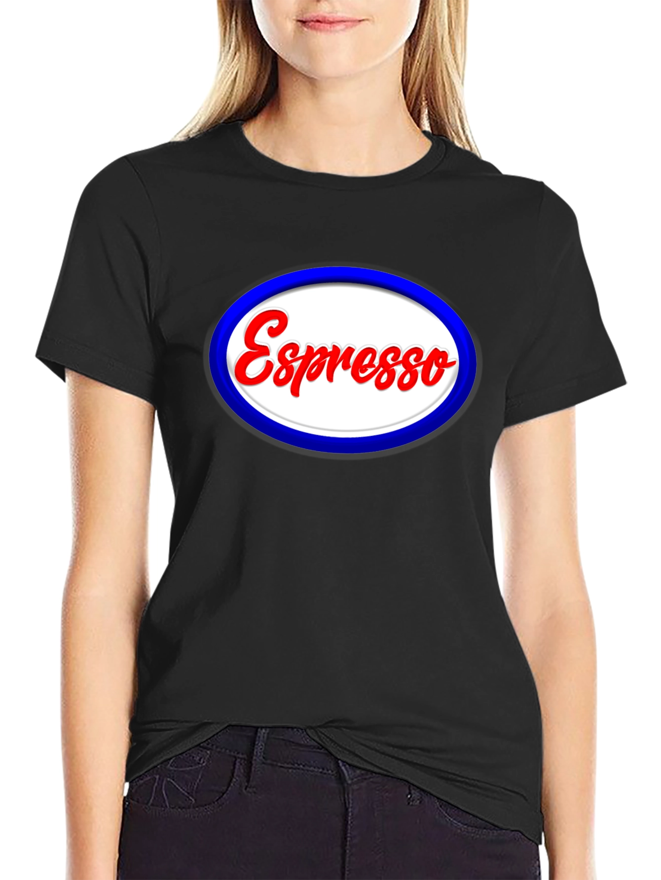 Black Espresso Oval T-Shirt - Coffee Lover Tee view 2