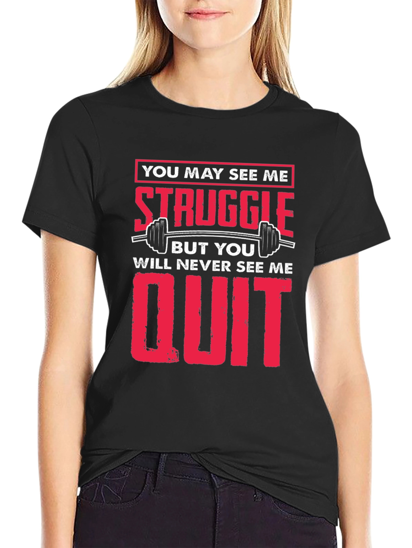 Black Struggle Never Quit Black T-Shirt view 2