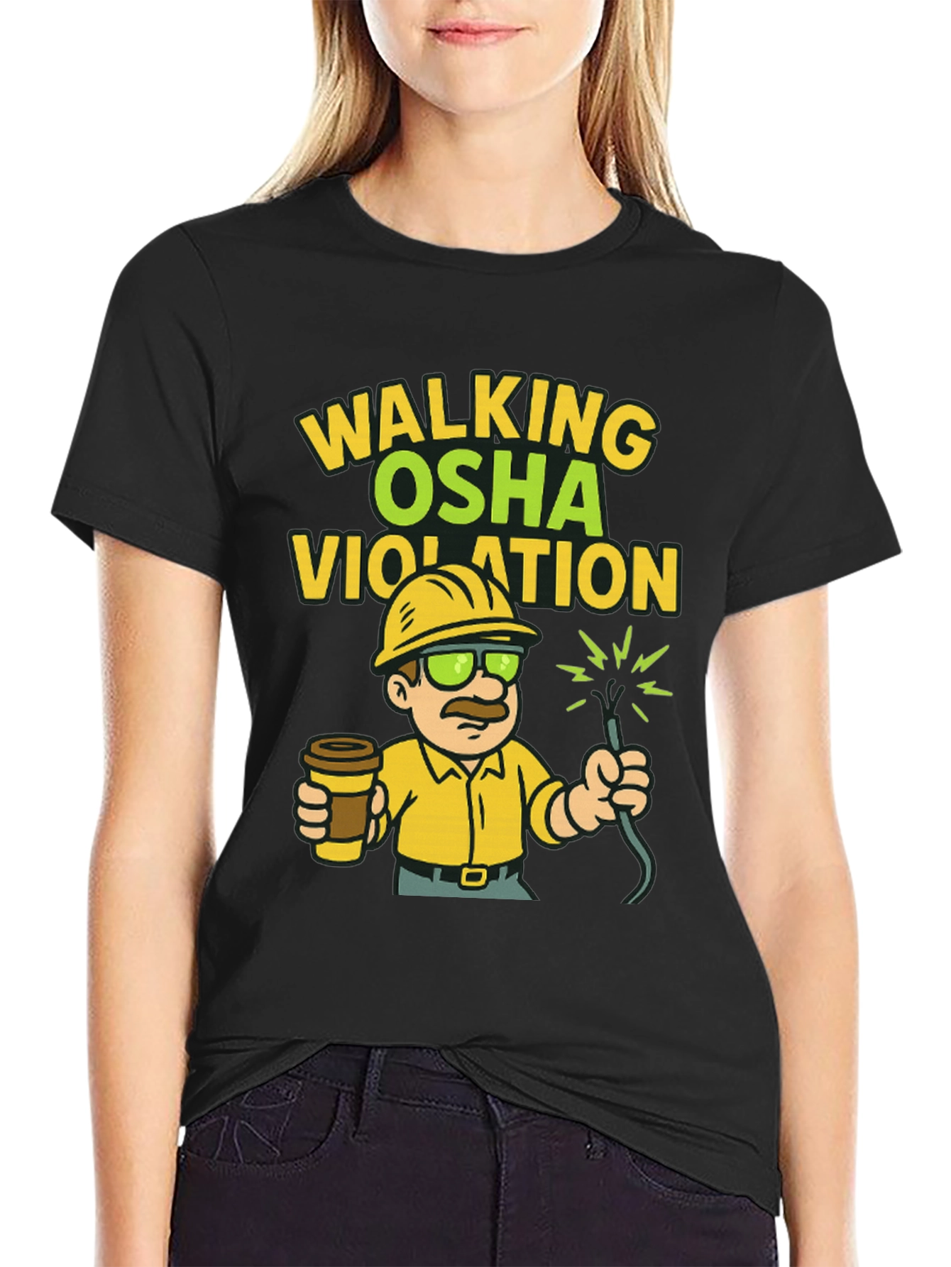Black Walking OSHA Violation T-Shirt view 2
