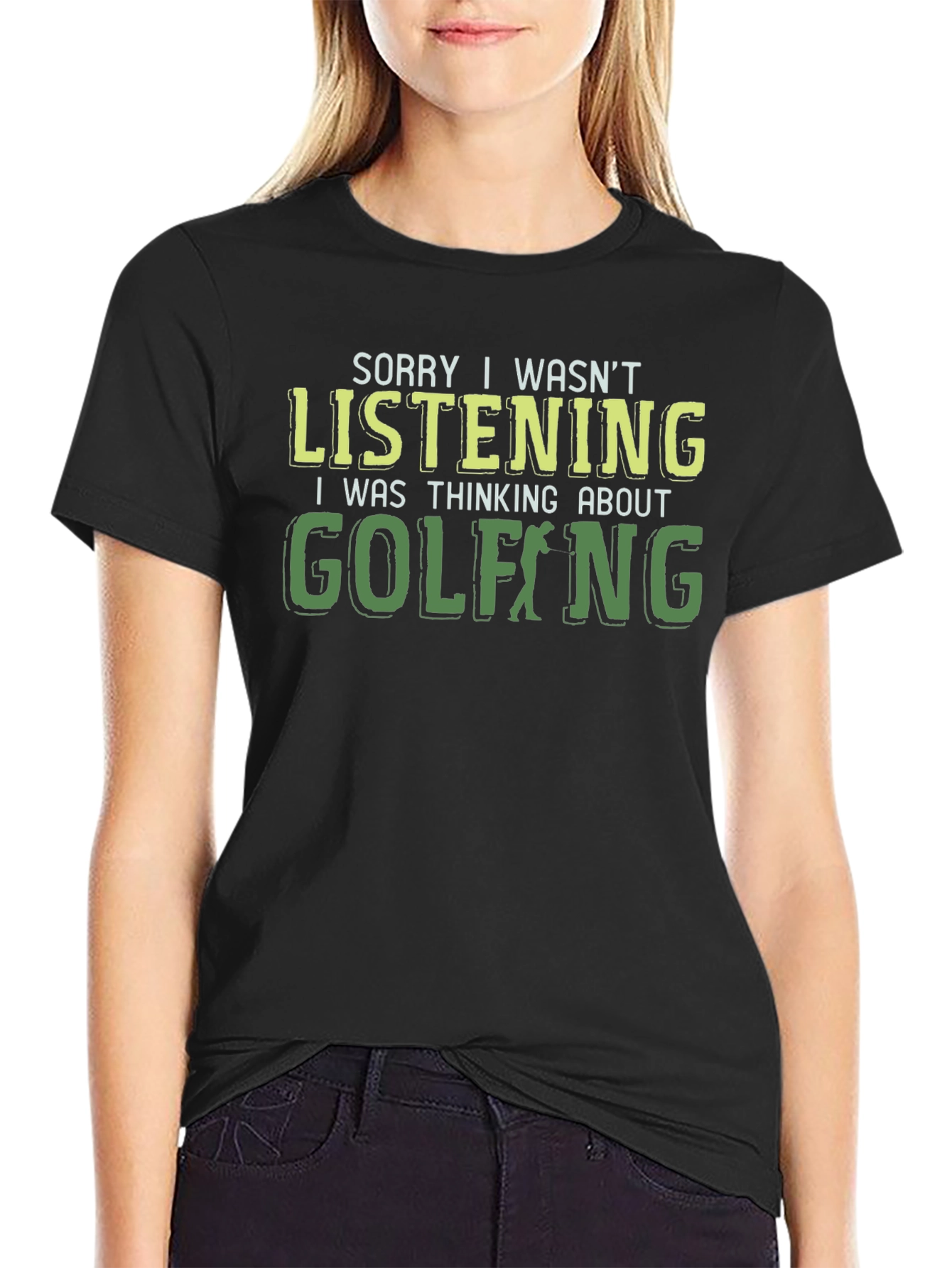 Black Golfing T-Shirt Funny Novelty Tee view 2