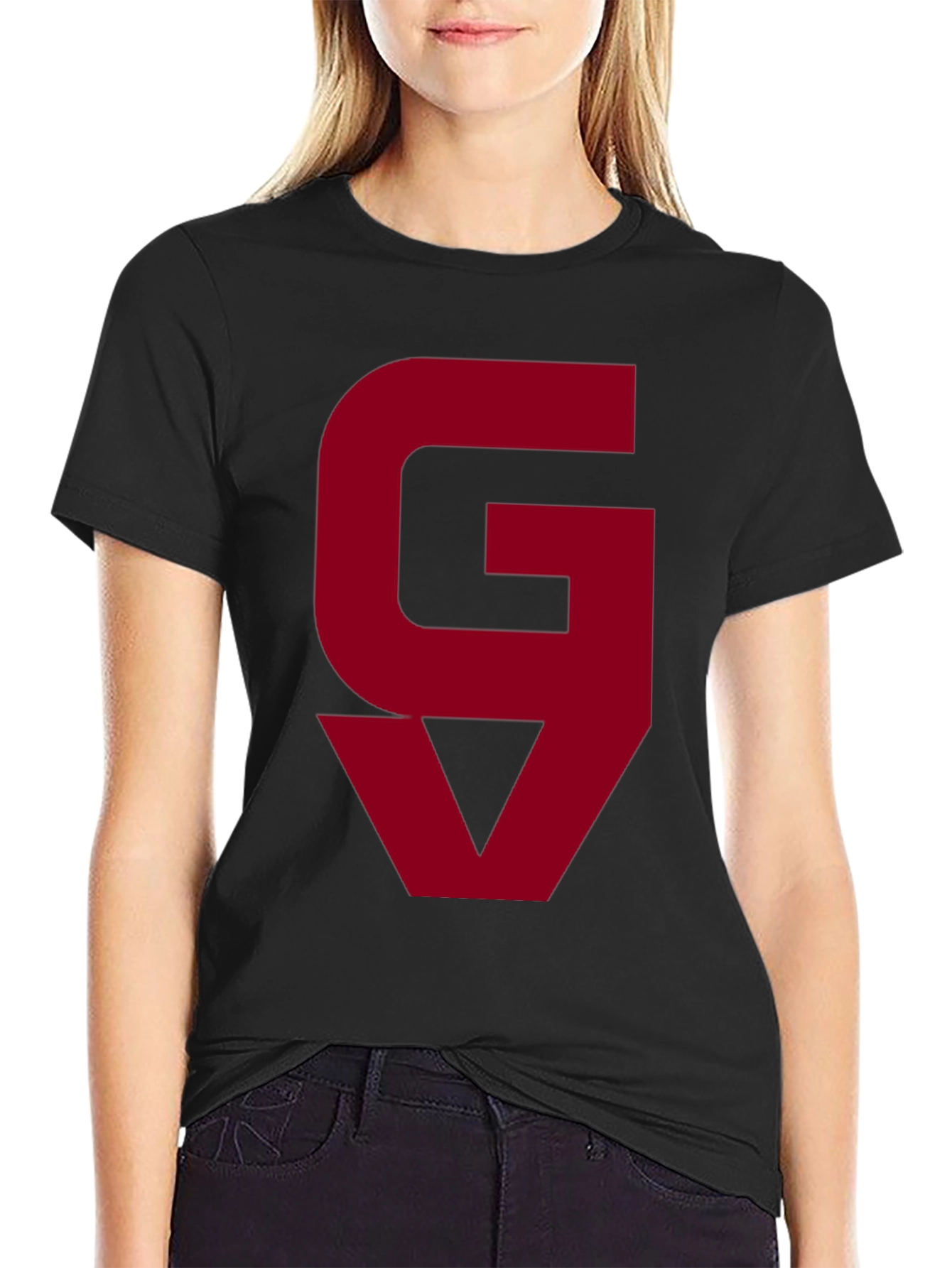 Black GV Logo Graphic Tee - Bold Statement Shirt view 2