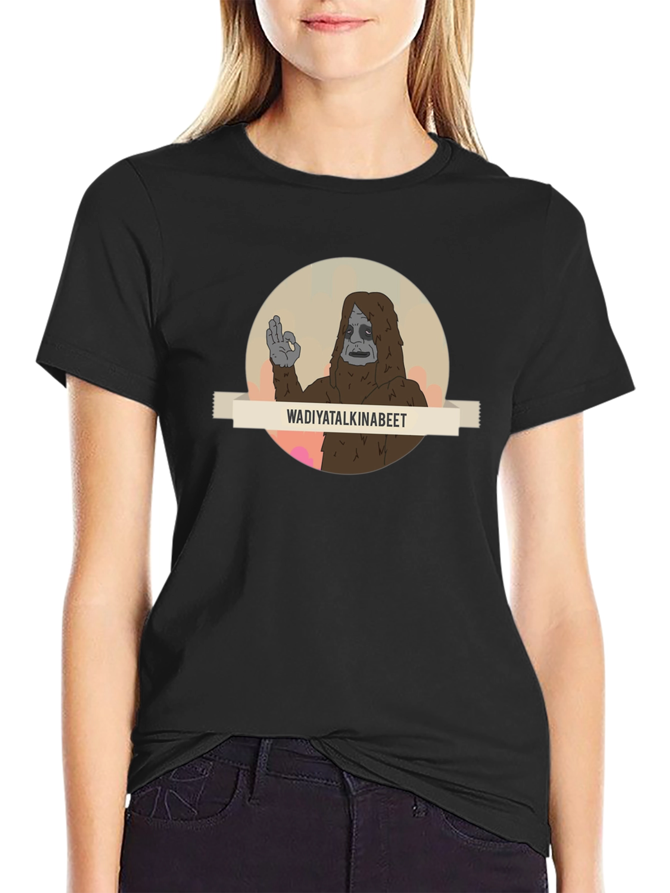 Black Wadiyatalkinabeet Sasquatch T-Shirt view 2