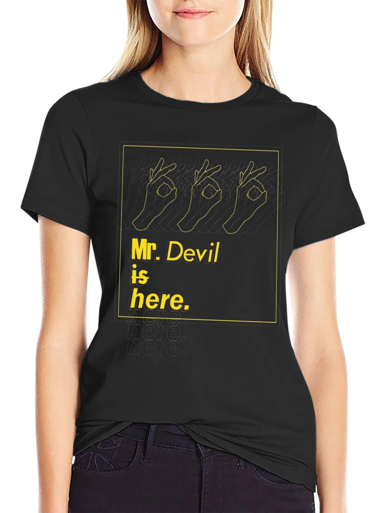Black Mr. Devil is Here Graphic Tee - Black Cotton view 2