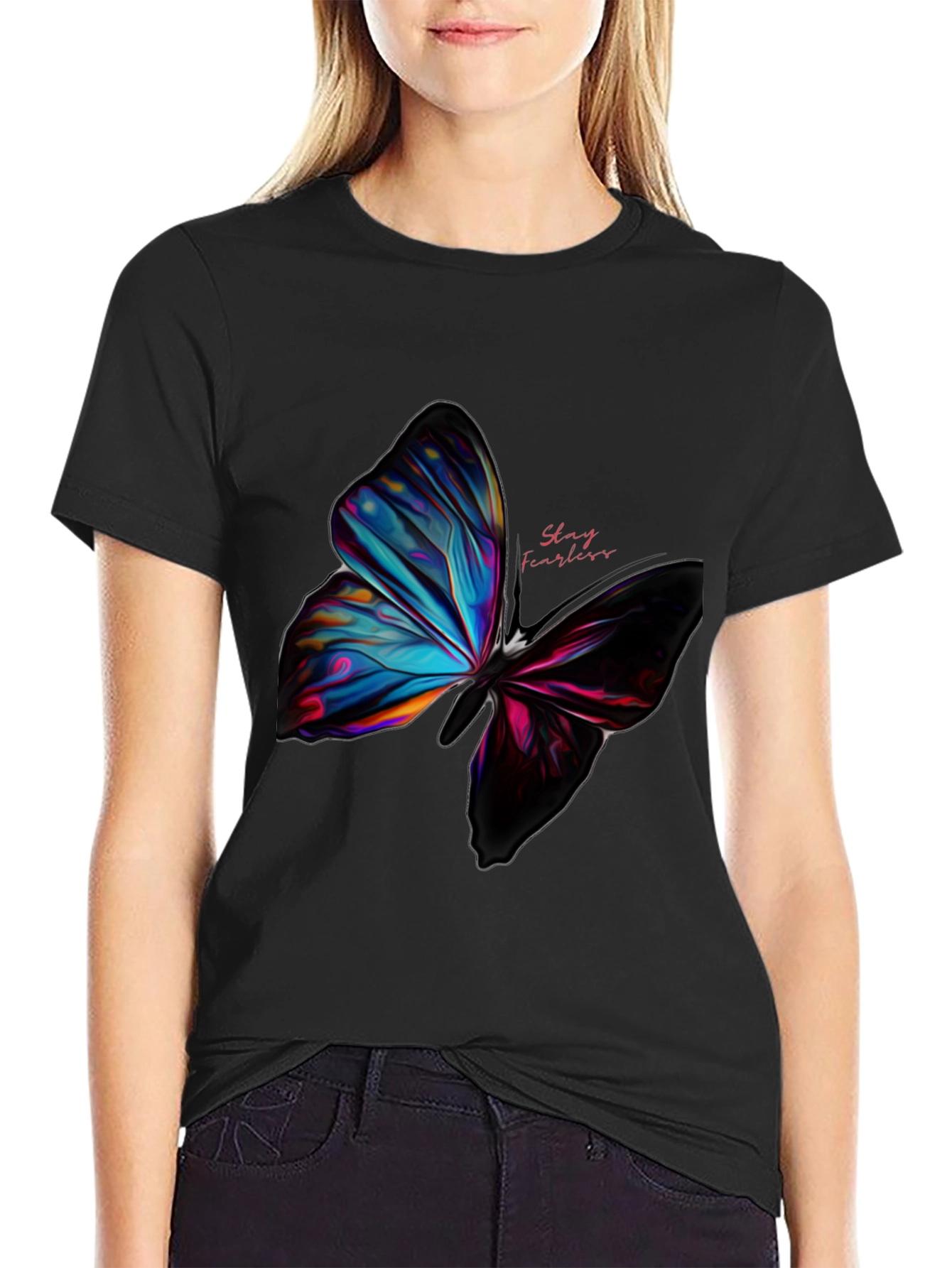 Black Butterfly Graphic Tee - Stay Fearless Design view 2