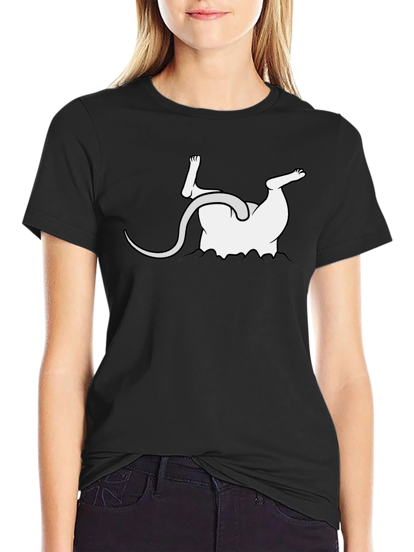 Black Upside Down Mouse Graphic Tee - Funny Unisex T-Shirt view 2