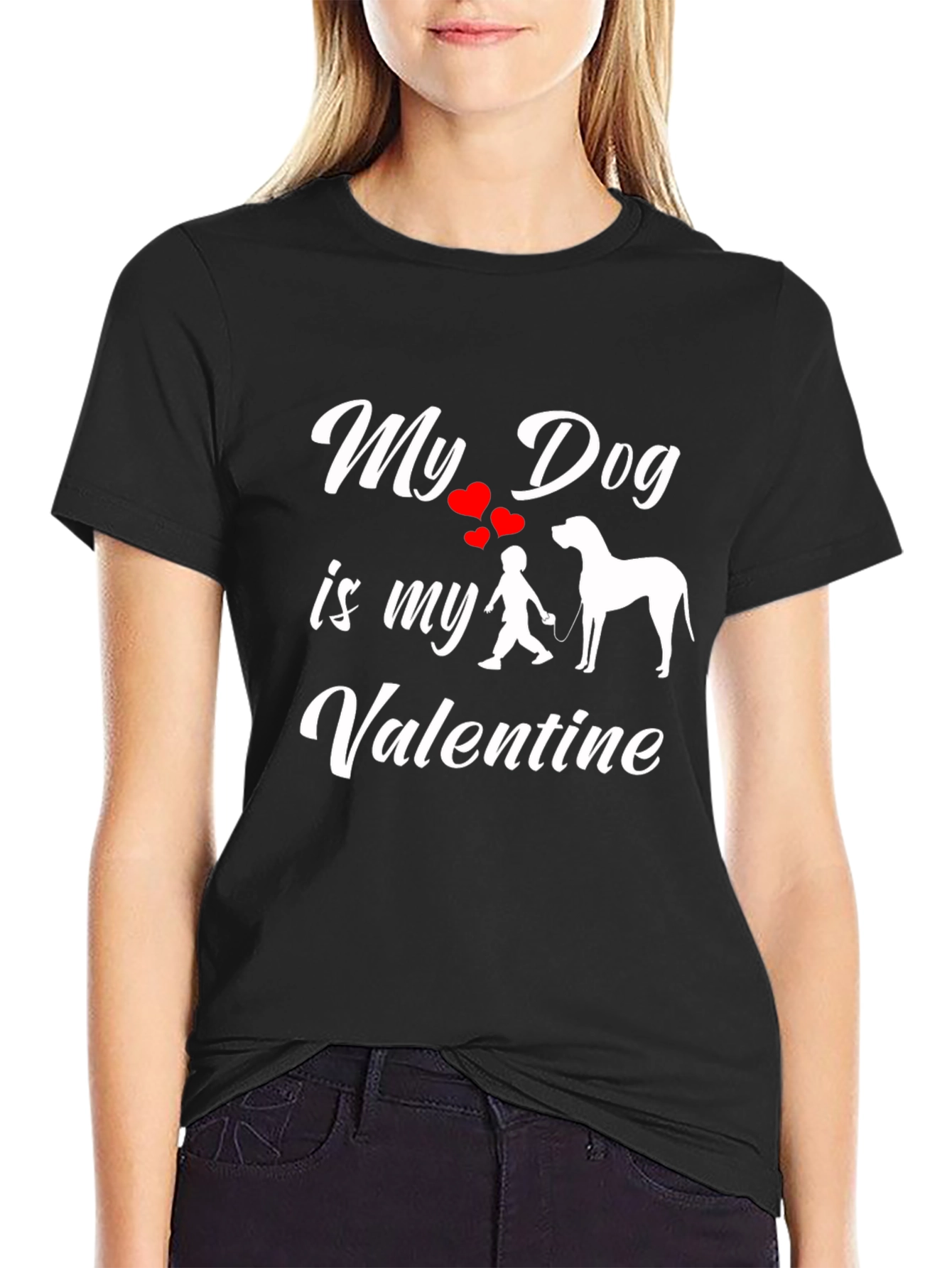 Black My Dog is My Valentine Graphic Tee view 2