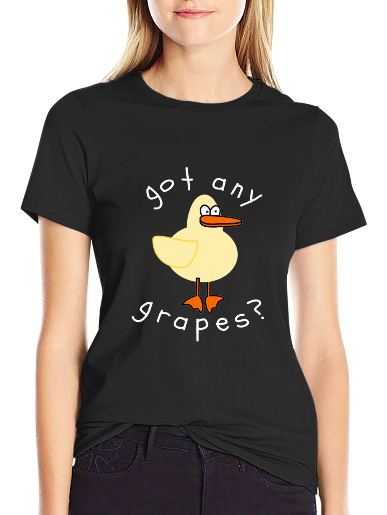 Black Got Any Grapes? Funny Cartoon Duck T-Shirt view 2