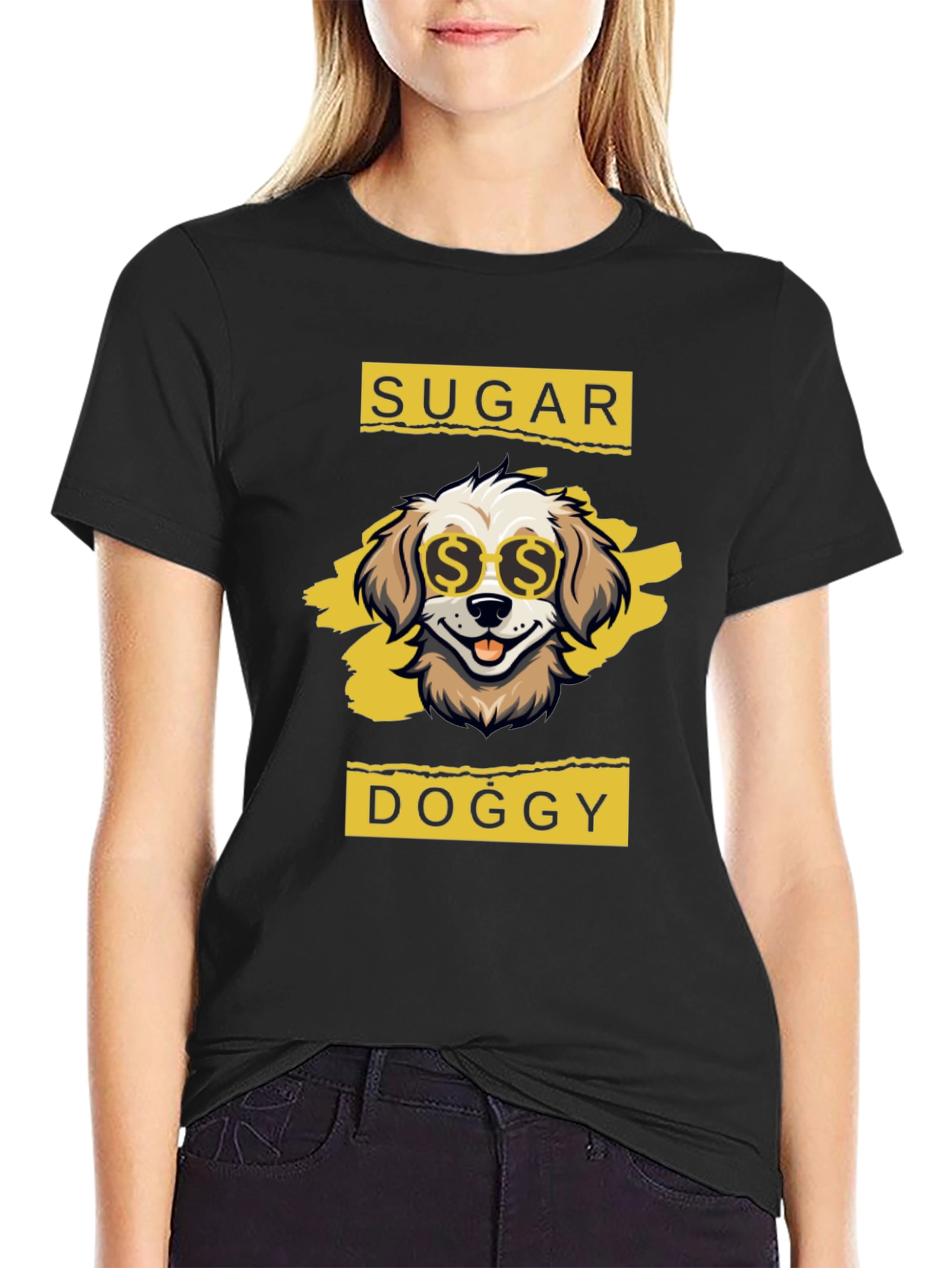 Black Sugar Doggy T-Shirt - Cool Canine Design view 2