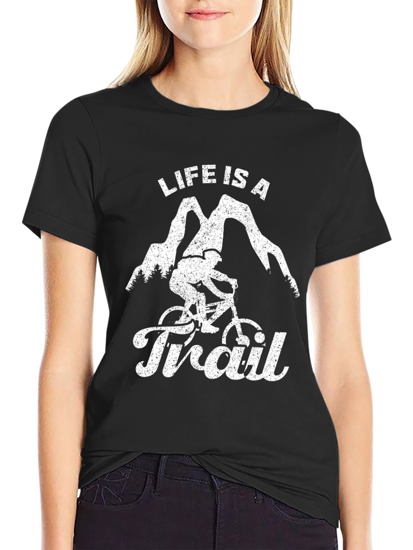 Black Life Is A Trail T-Shirt | Mountain Biking Tee view 2