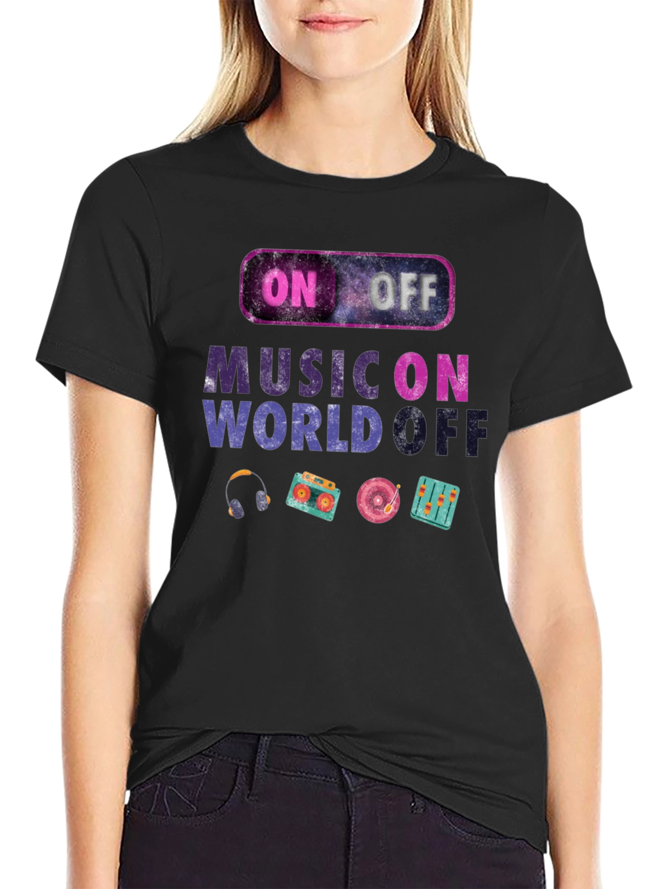 Black Music On World Off Graphic Tee view 2