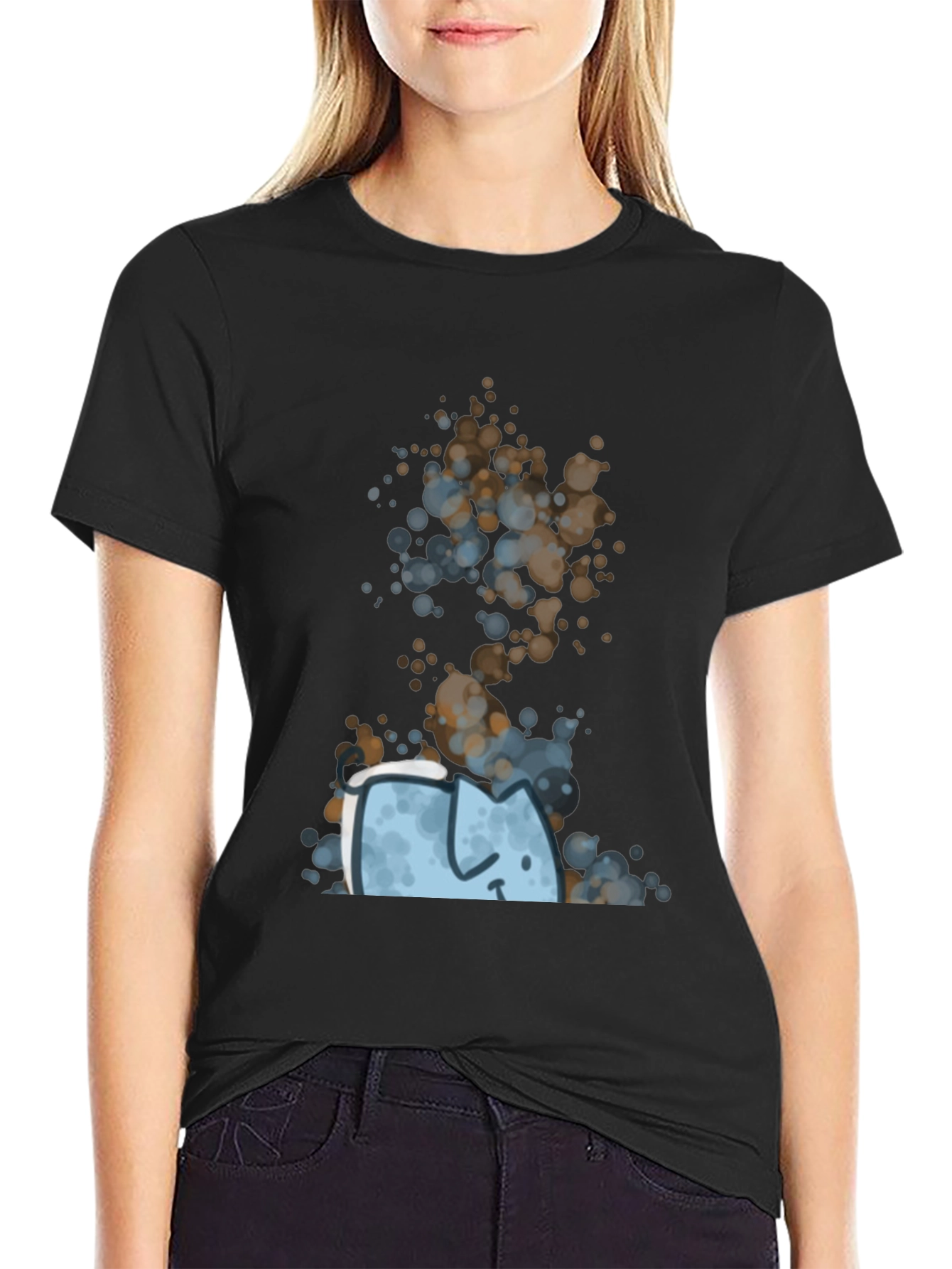 Black Abstract Cat Graphic Tee - Unique Style view 2