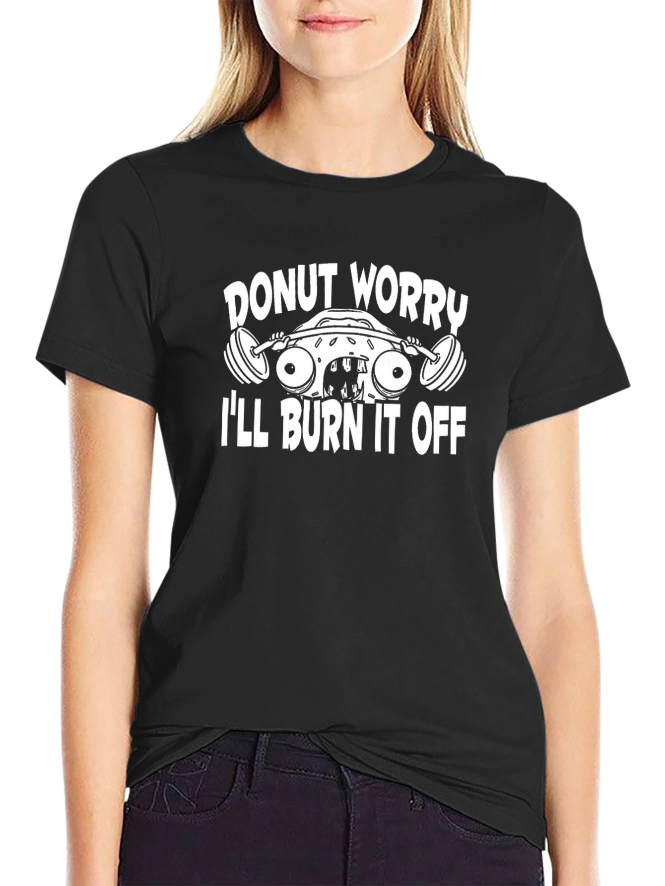 Black Donut Worry I'll Burn It Off Gym T-Shirt view 2