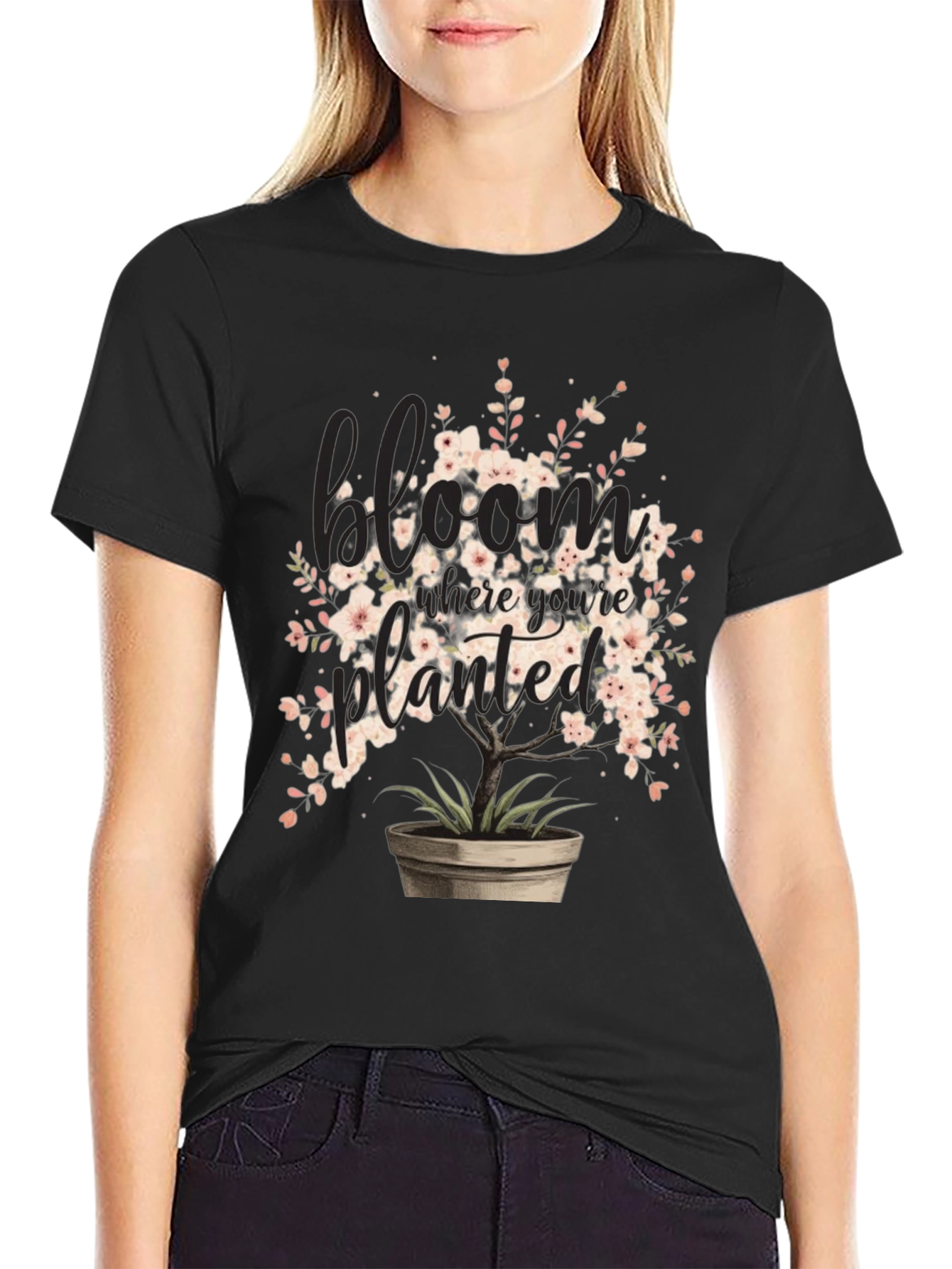 Black Bloom Where You're Planted Graphic Tee view 2