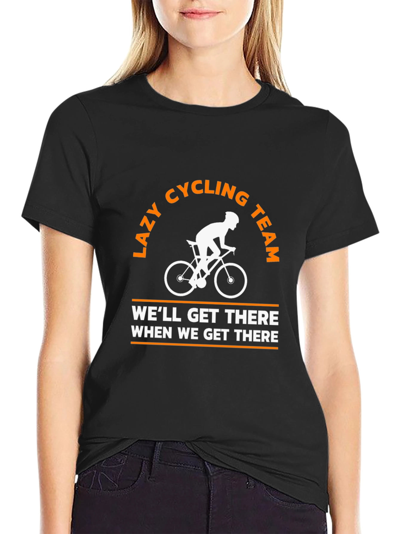 Black Lazy Cycling Team T-Shirt - Funny Cyclist Tee view 2