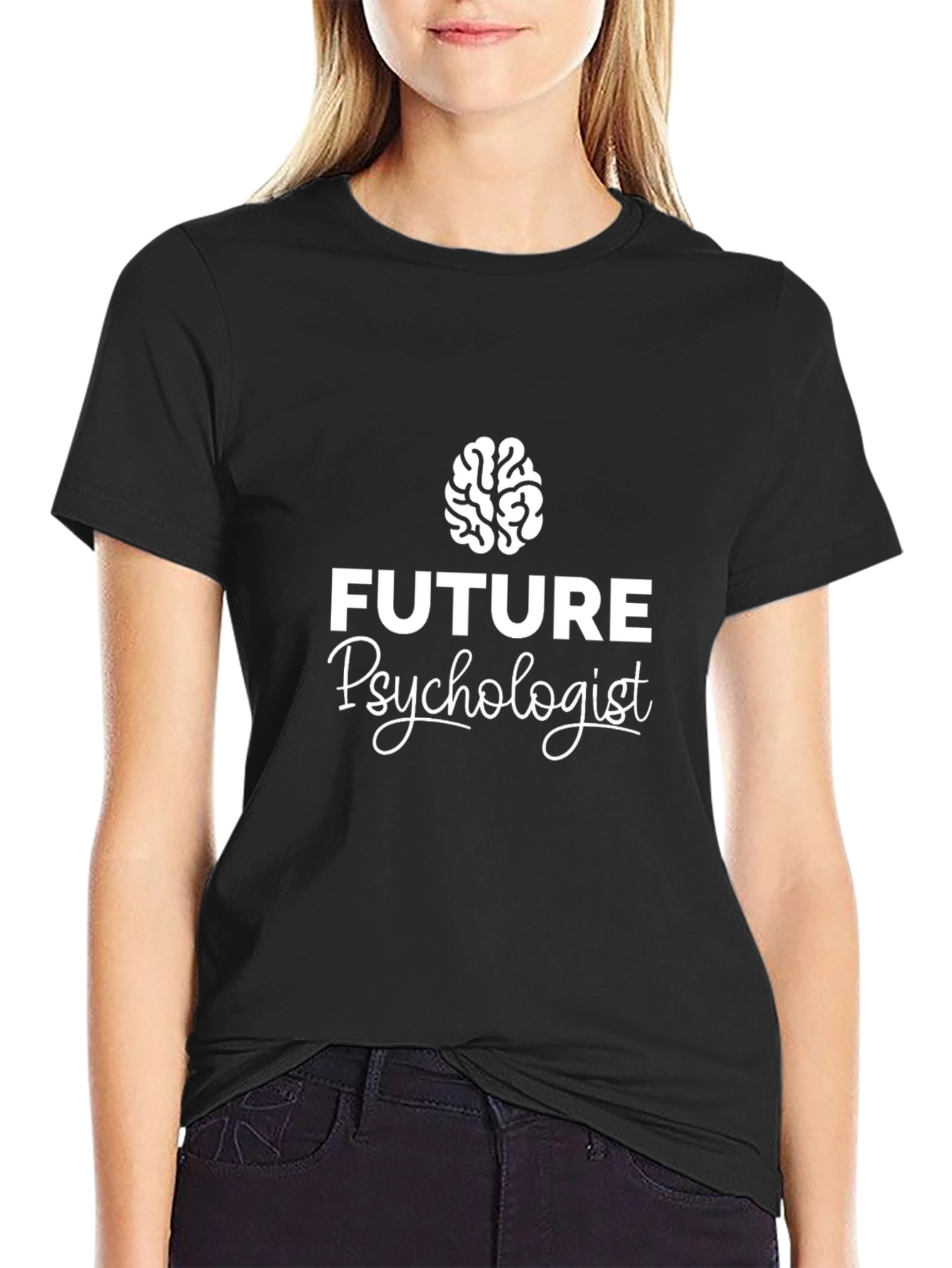 Black Future Psychologist T-Shirt - Brain Design view 2