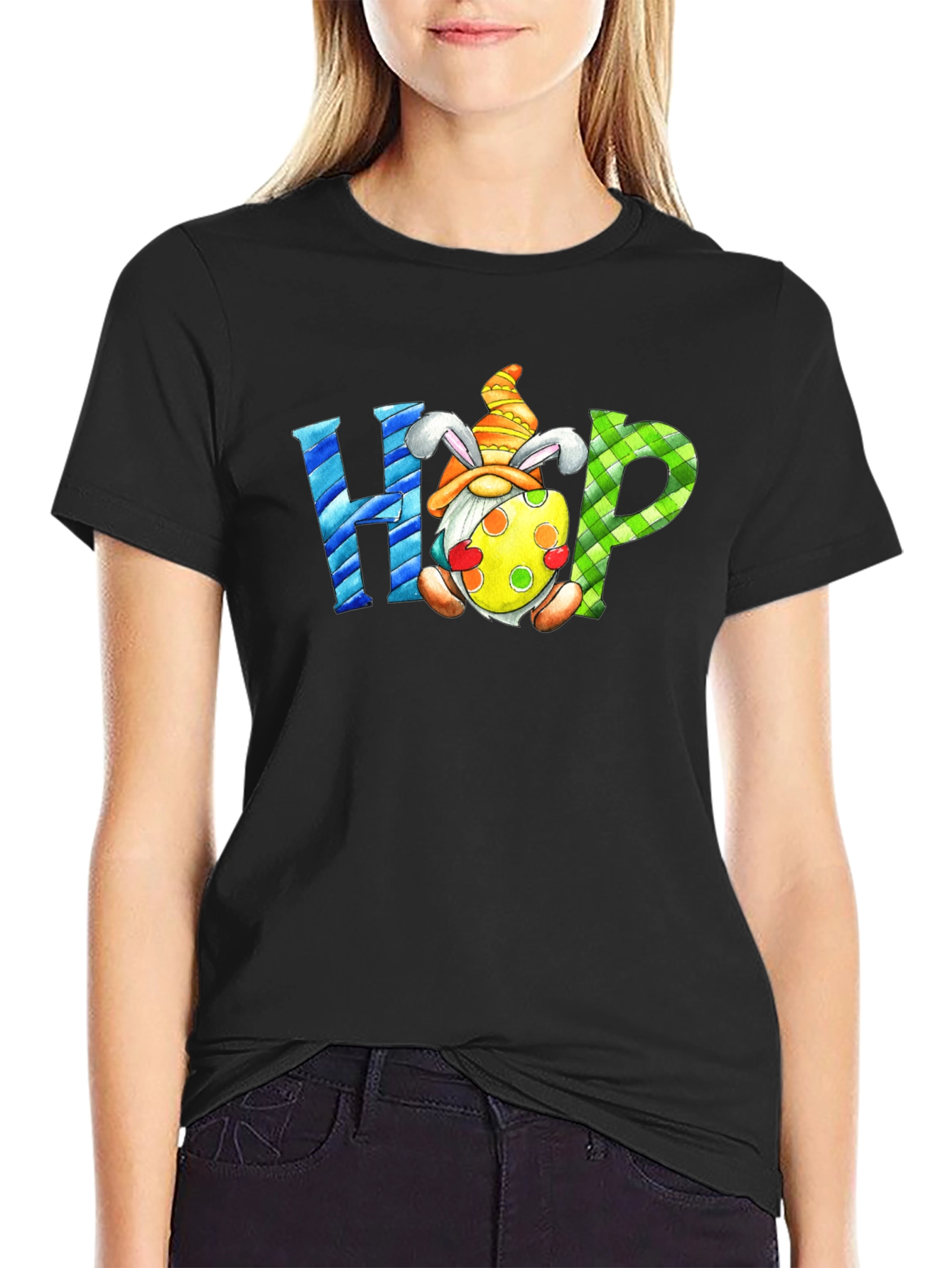 Black Easter Gnome HOP T-Shirt view 2