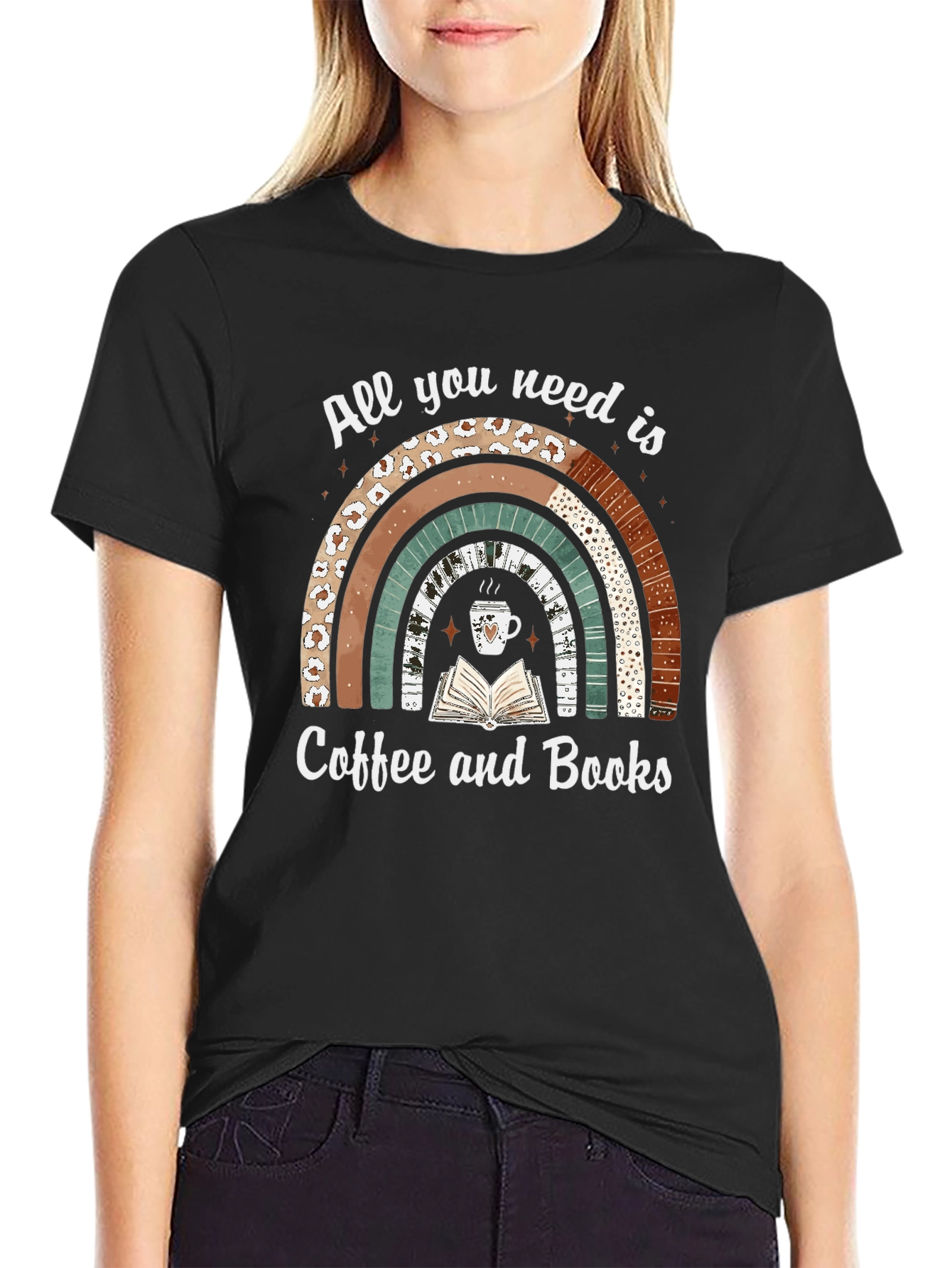 Black Coffee and Books T-Shirt - All You Need Is view 2