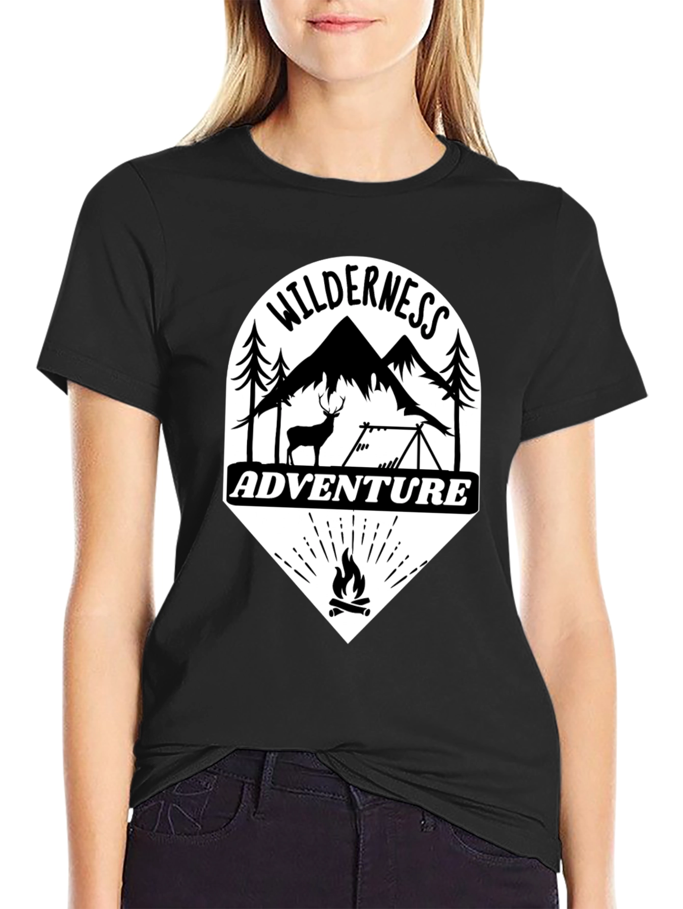 Black Wilderness Adventure Black T-Shirt - Camping & Outdoors view 2